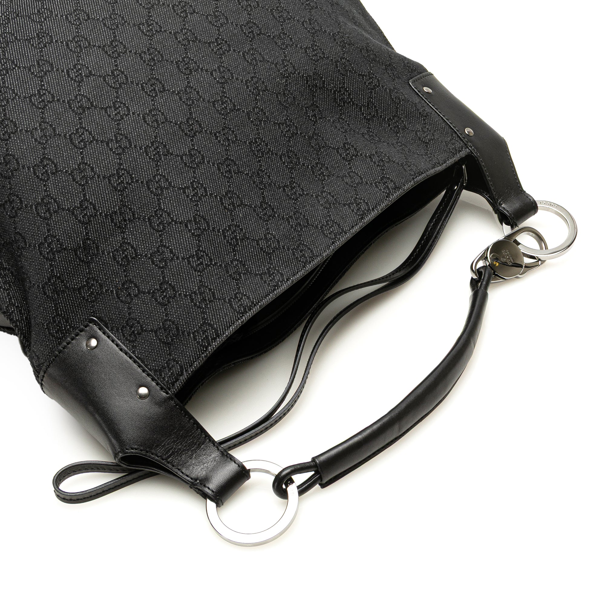 Gucci Large GG Denim Horsebit Classic Ring Hobo