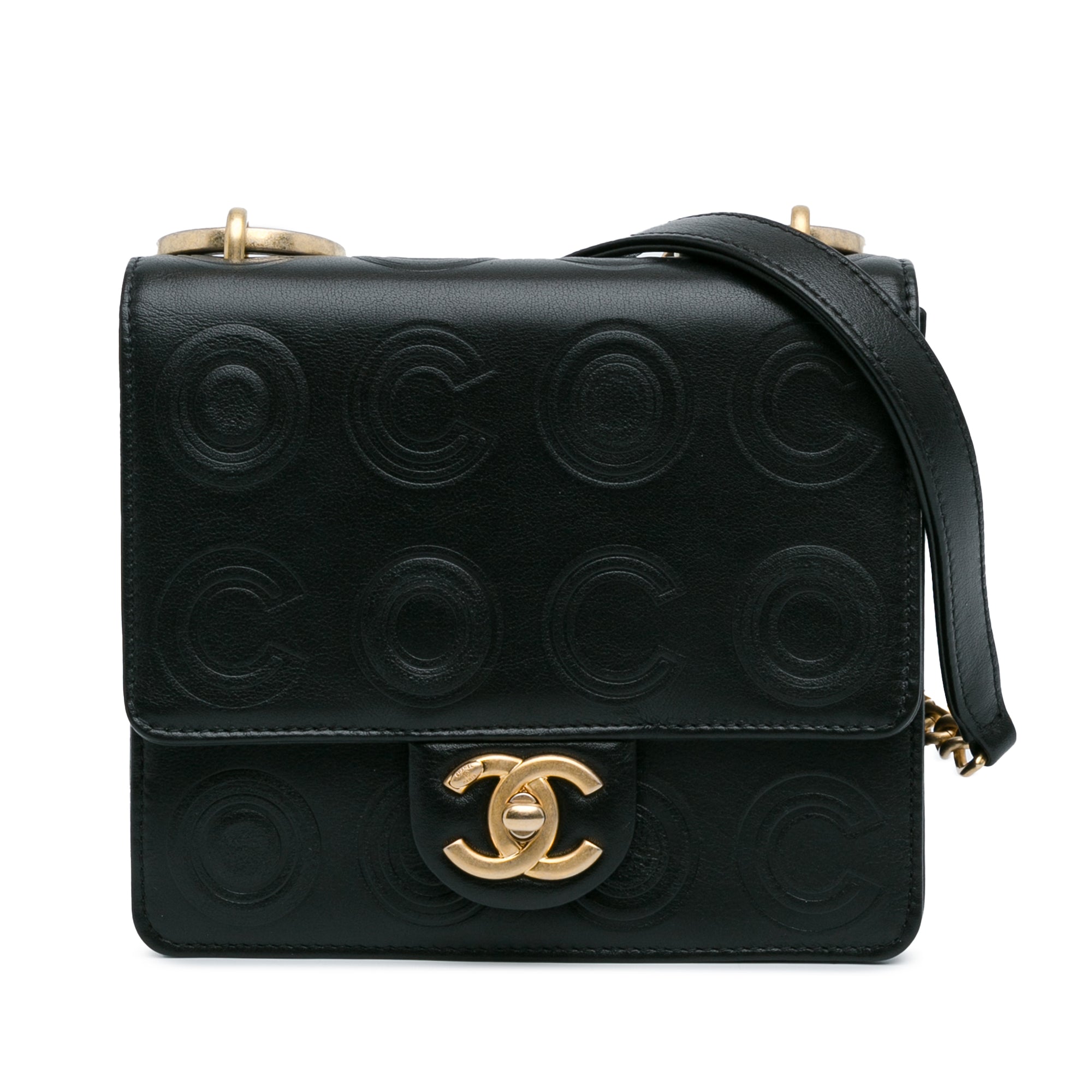 Chanel Mini Square Calfskin Coco Embossed Flap - image 1