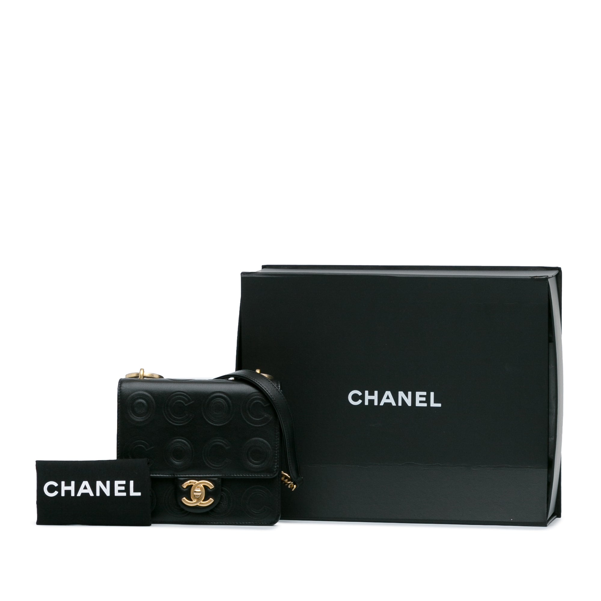 Chanel Mini Square Calfskin Coco Embossed Flap - image 11
