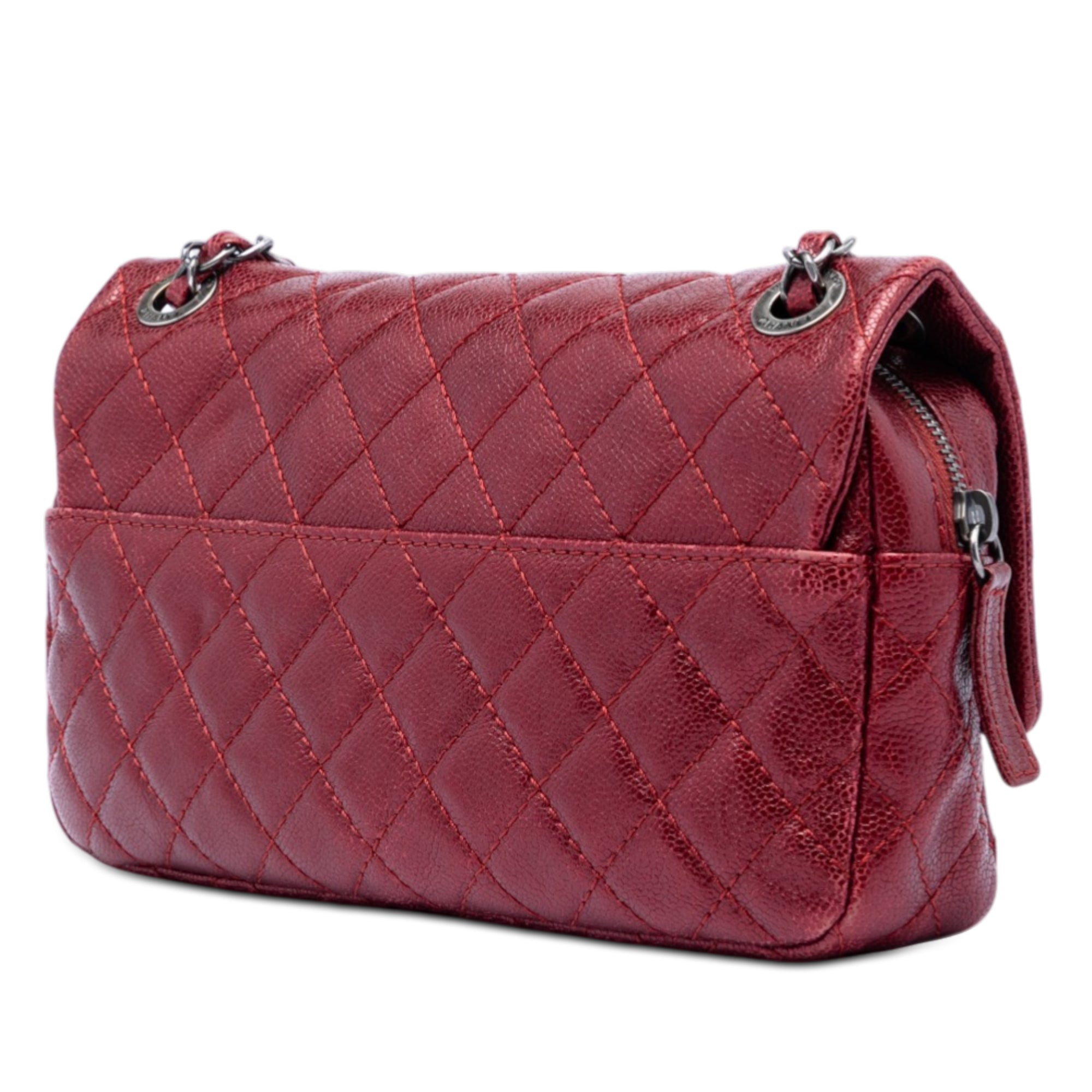 Chanel Medium Quilted Iridescent Caviar Easy Flap - image 2