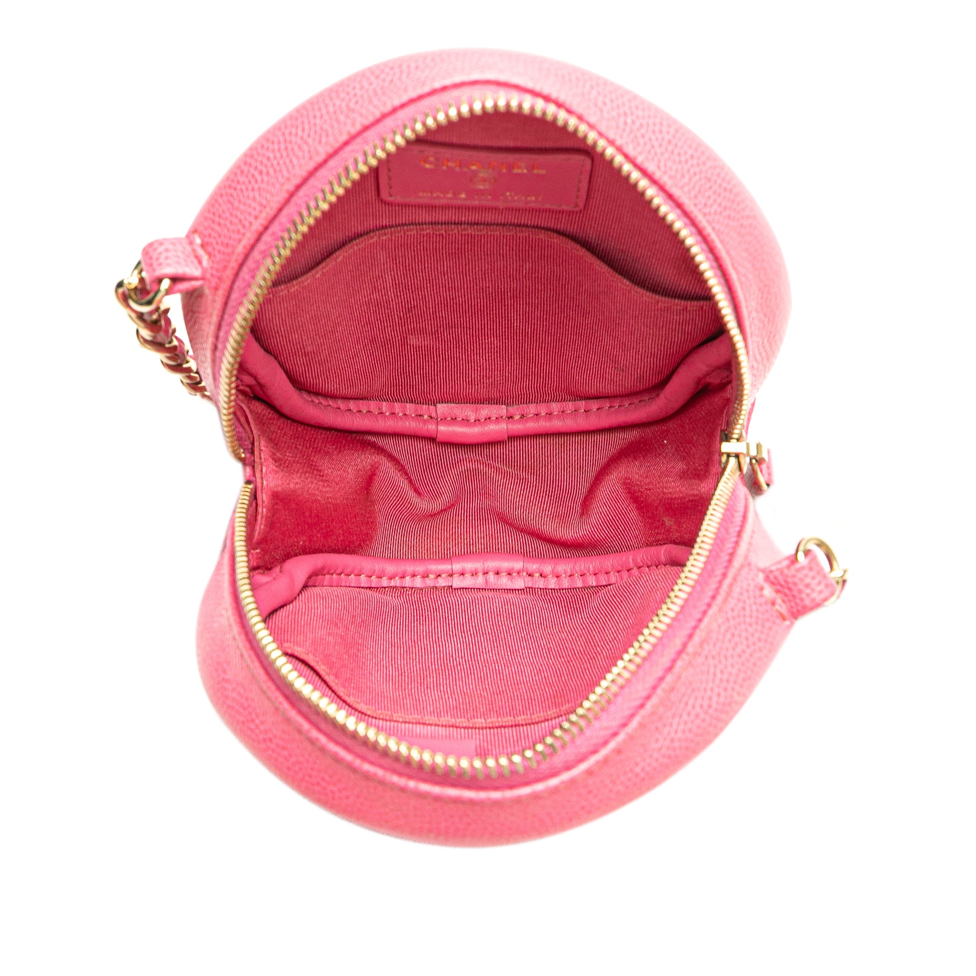 Chanel CC Quilted Caviar Round Clutch With Chain - image 4