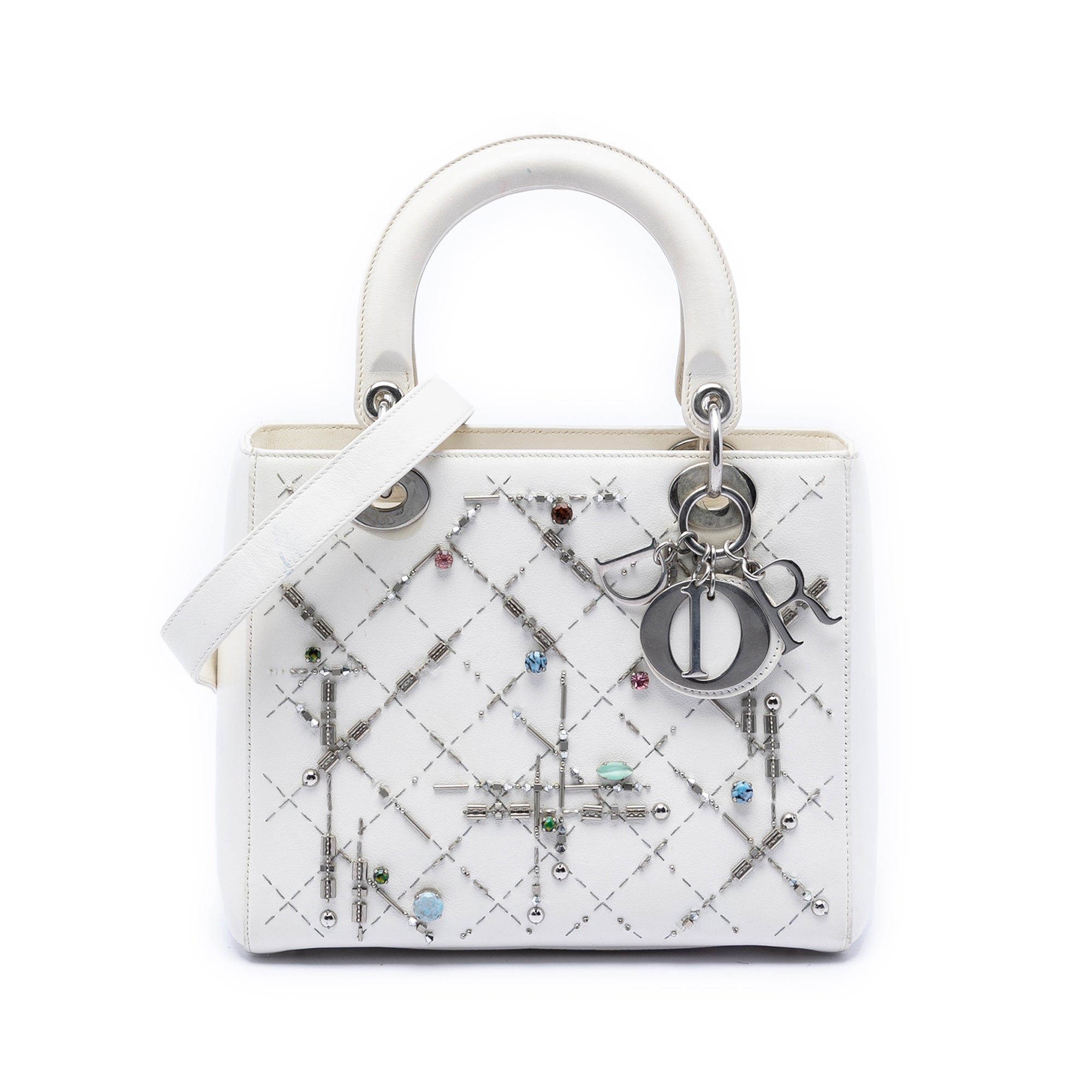 Dior Medium Calfskin Beads And Rhinestone Embellished Lady Dior - image 1