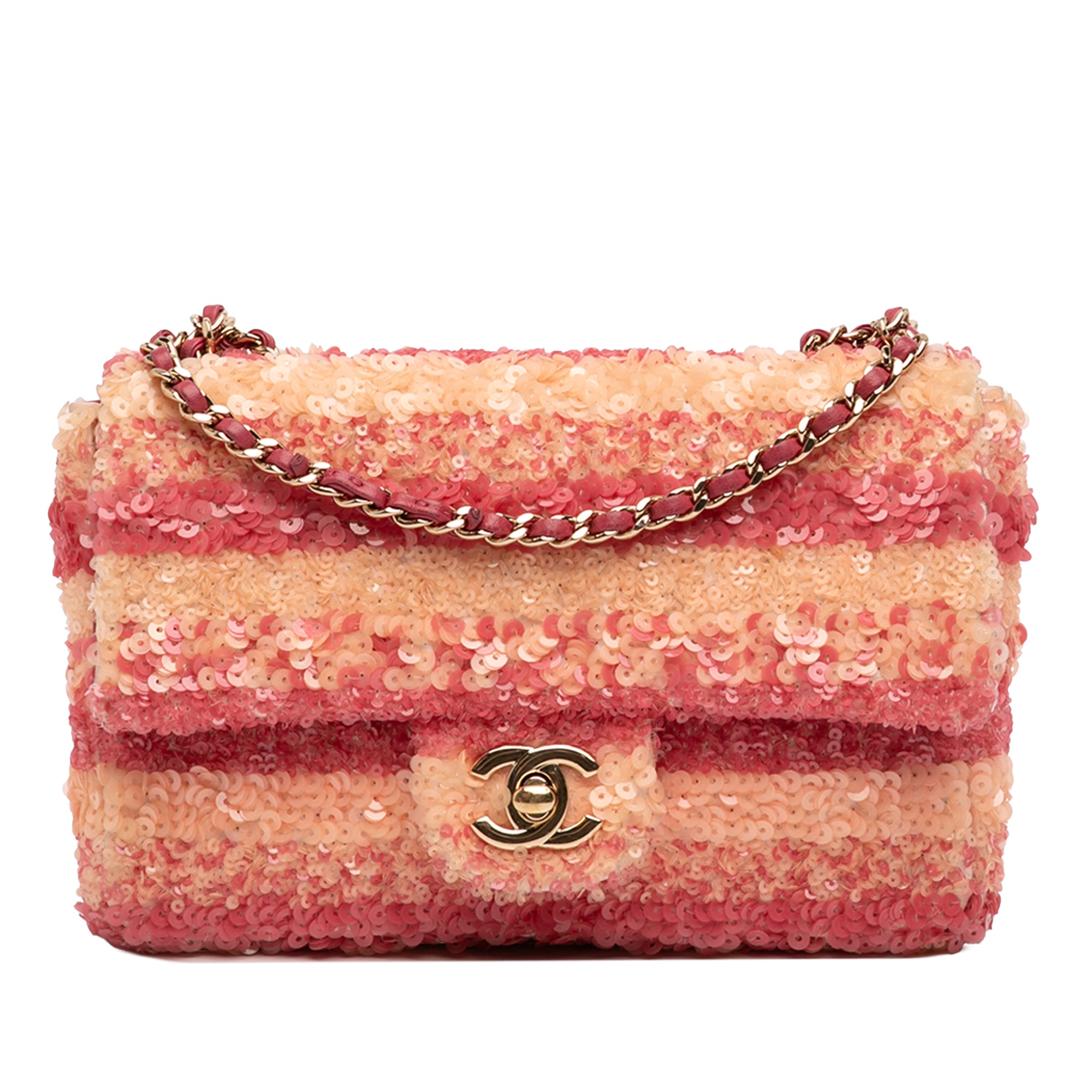 Chanel Mini Rectangular Bicolor Striped Sequins Flap - image 1
