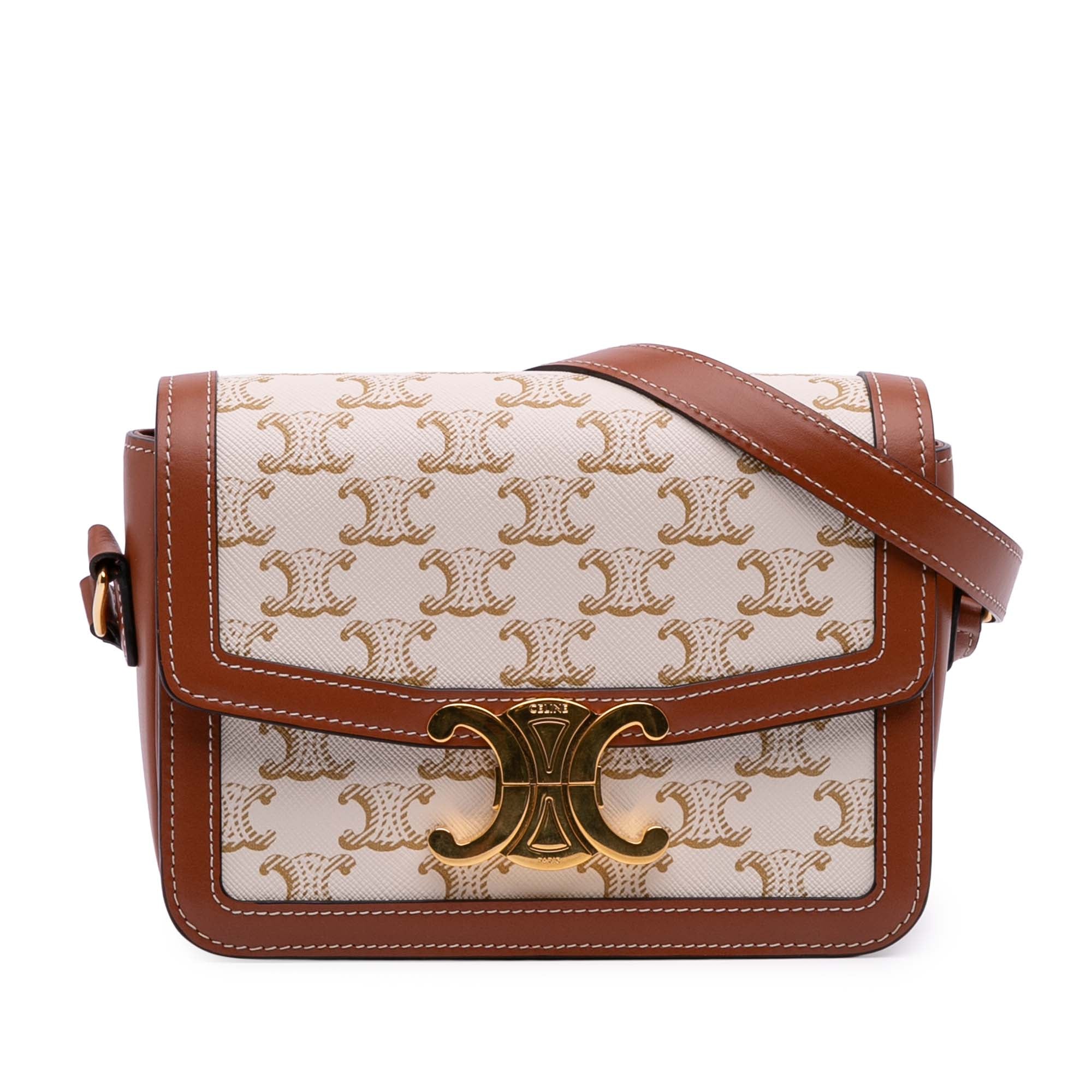 Celine Teen Triomphe Coated Canvas and Calfskin Triomphe Crossbody - image 1