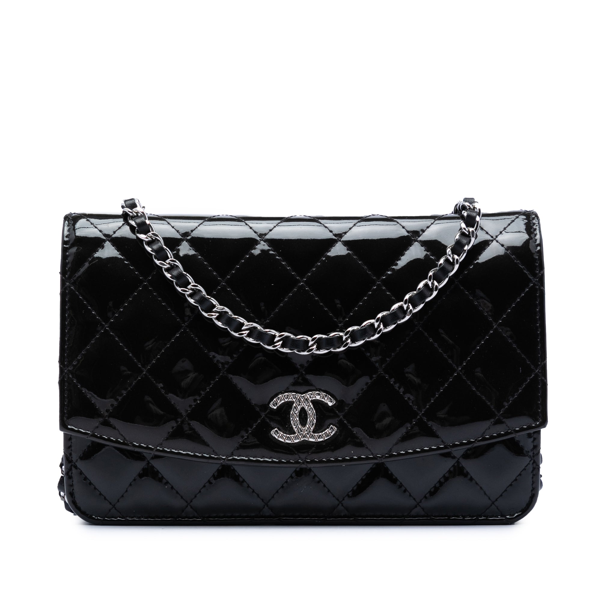 Chanel CC Quilted Patent Brilliant Wallet On Chain - image 1