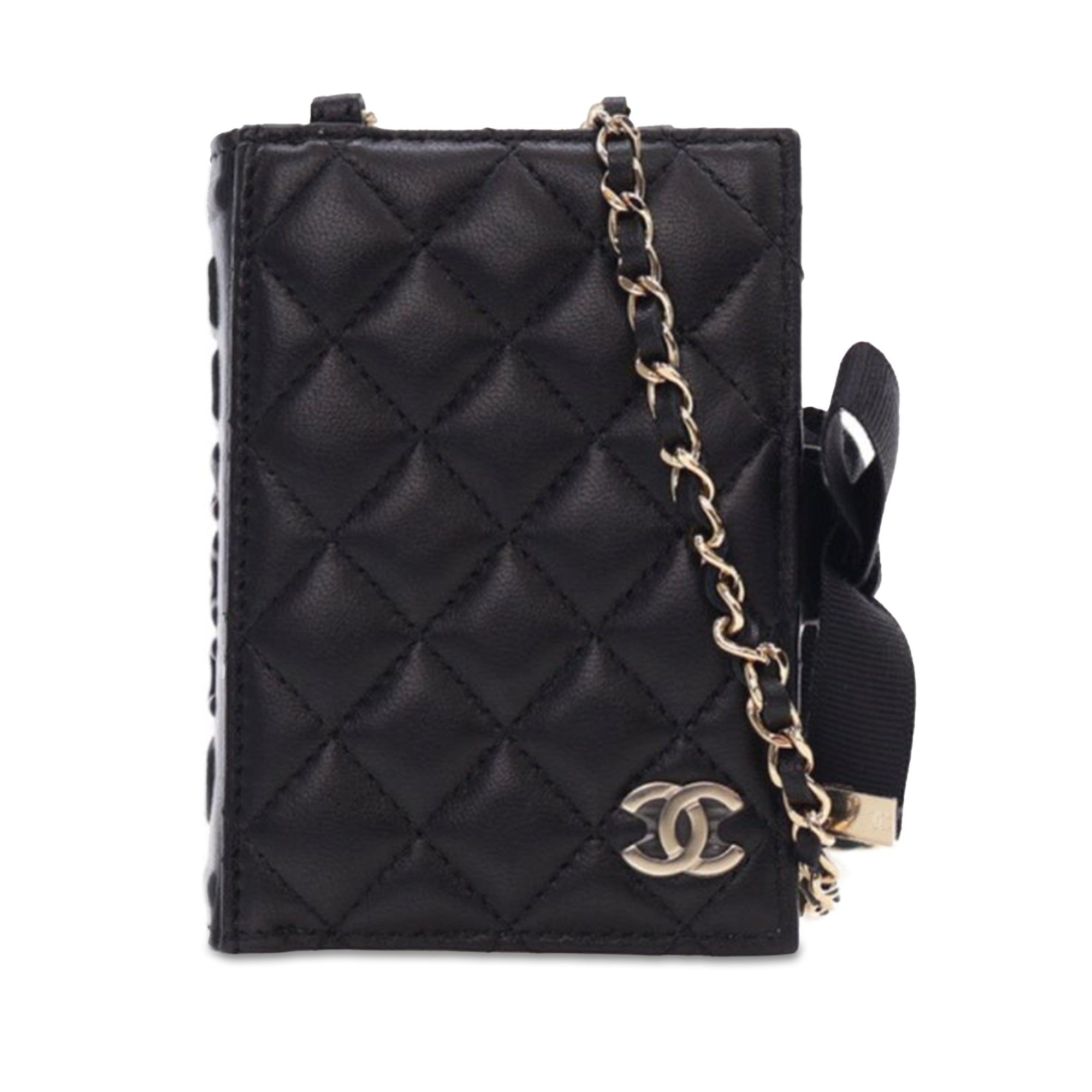 Chanel Quilted Lambskin Book Card Holder On Chain - image 1