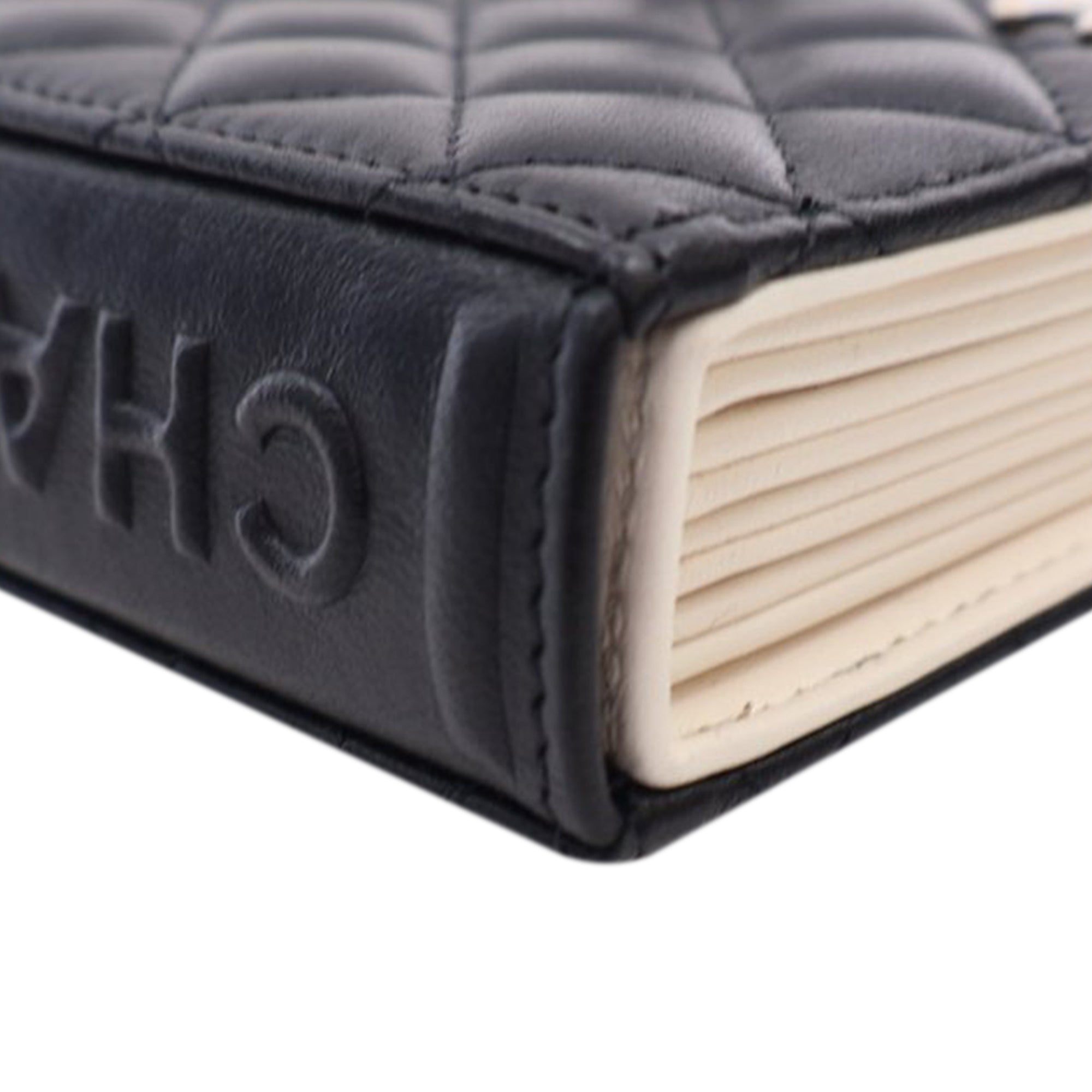 Chanel Quilted Lambskin Book Card Holder On Chain - image 10