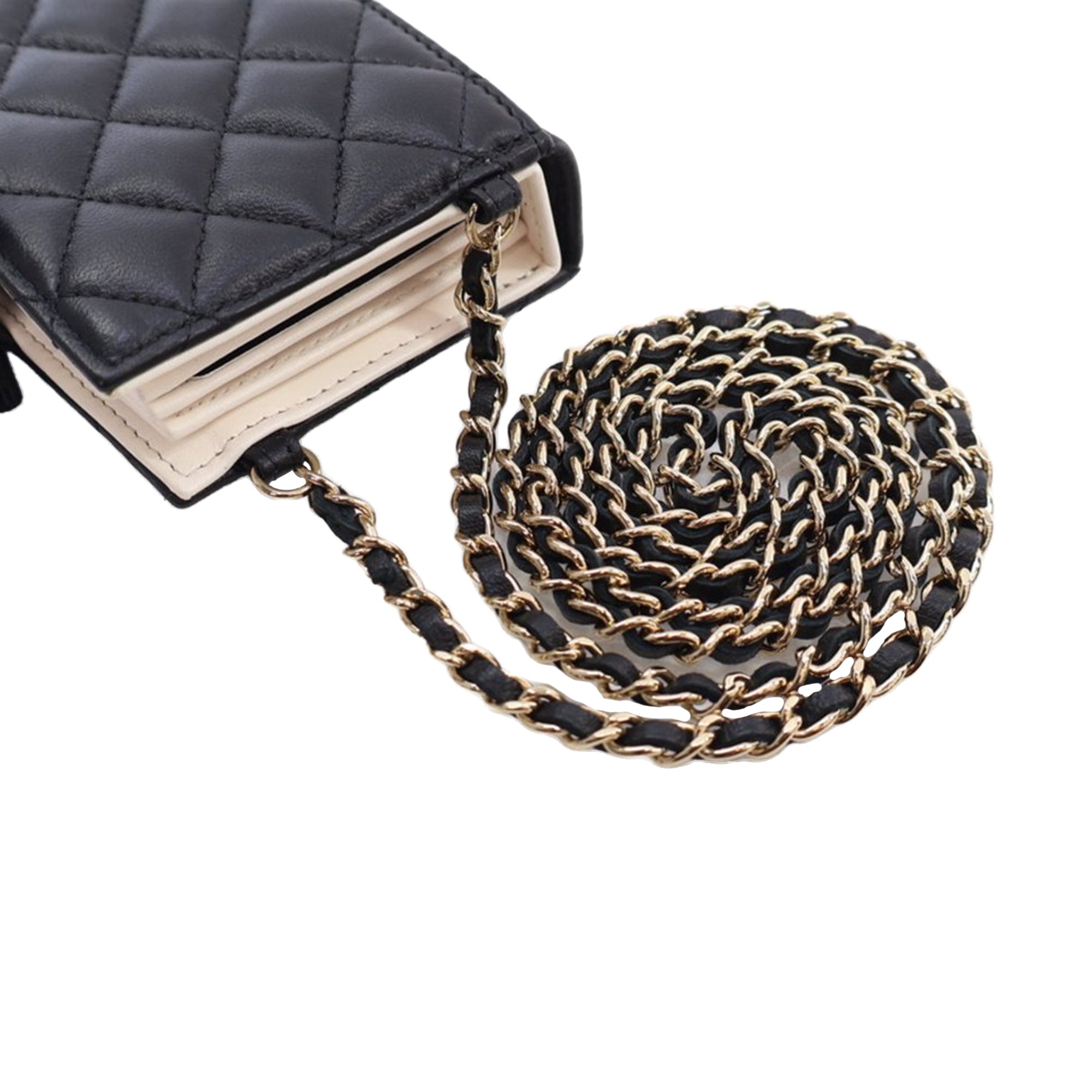 Chanel Quilted Lambskin Book Card Holder On Chain - image 11