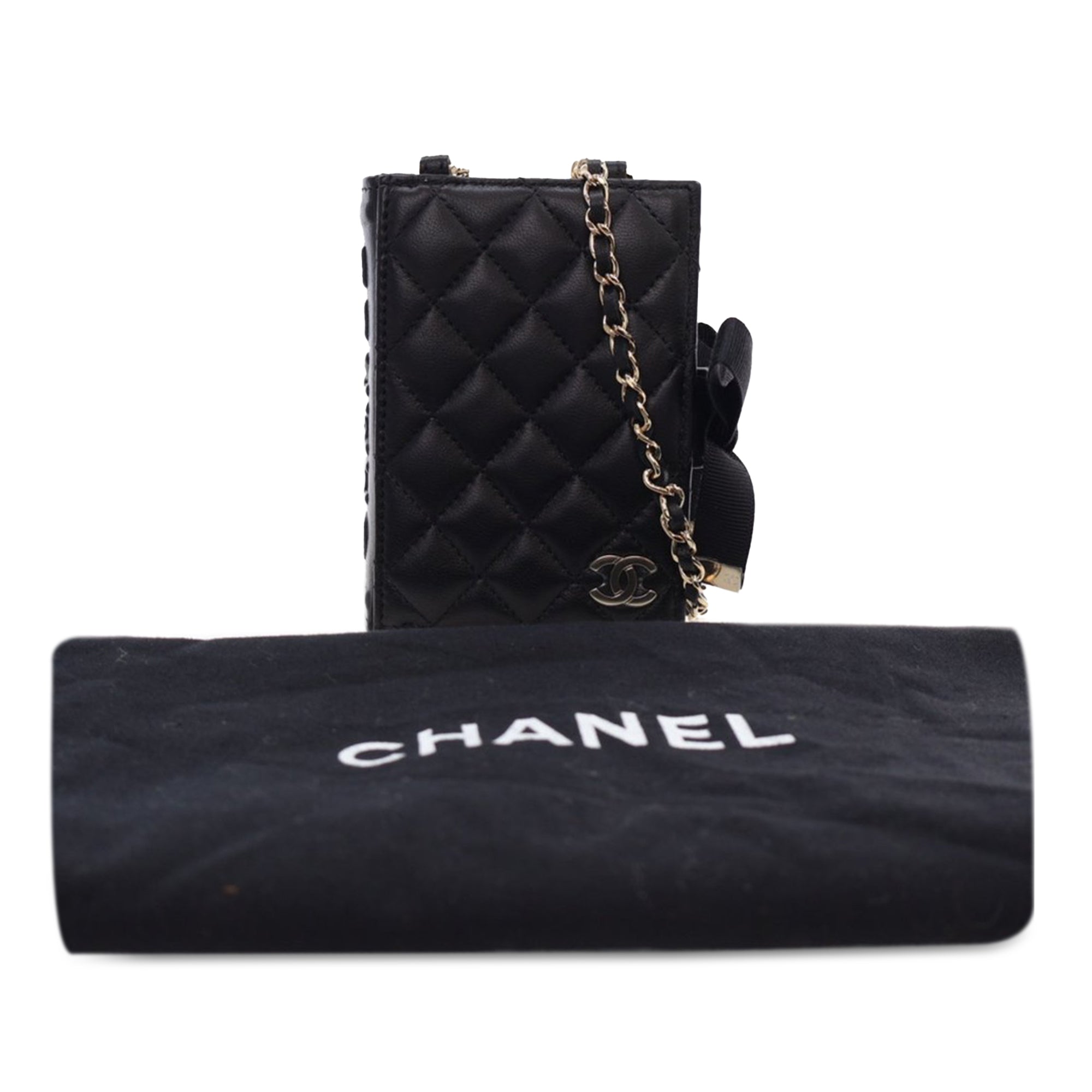 Chanel Quilted Lambskin Book Card Holder On Chain - image 12