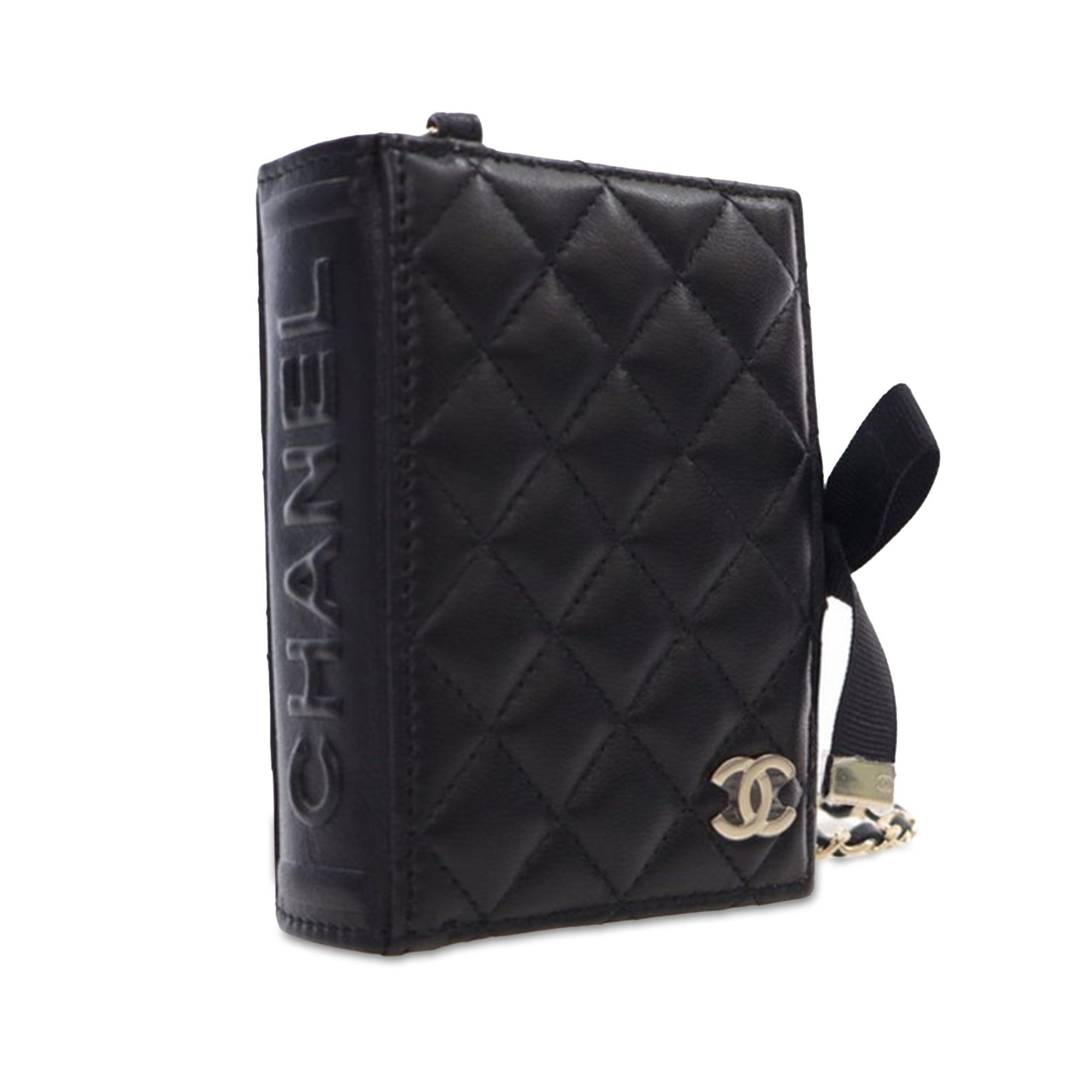 Chanel Quilted Lambskin Book Card Holder On Chain - image 2