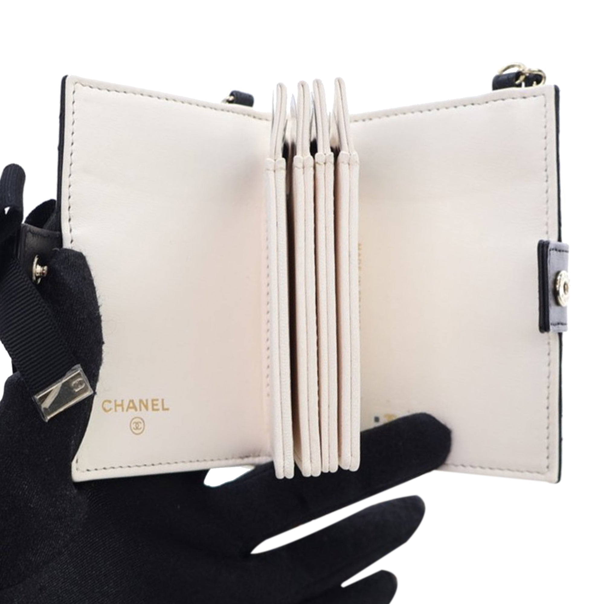 Chanel Quilted Lambskin Book Card Holder On Chain - image 5