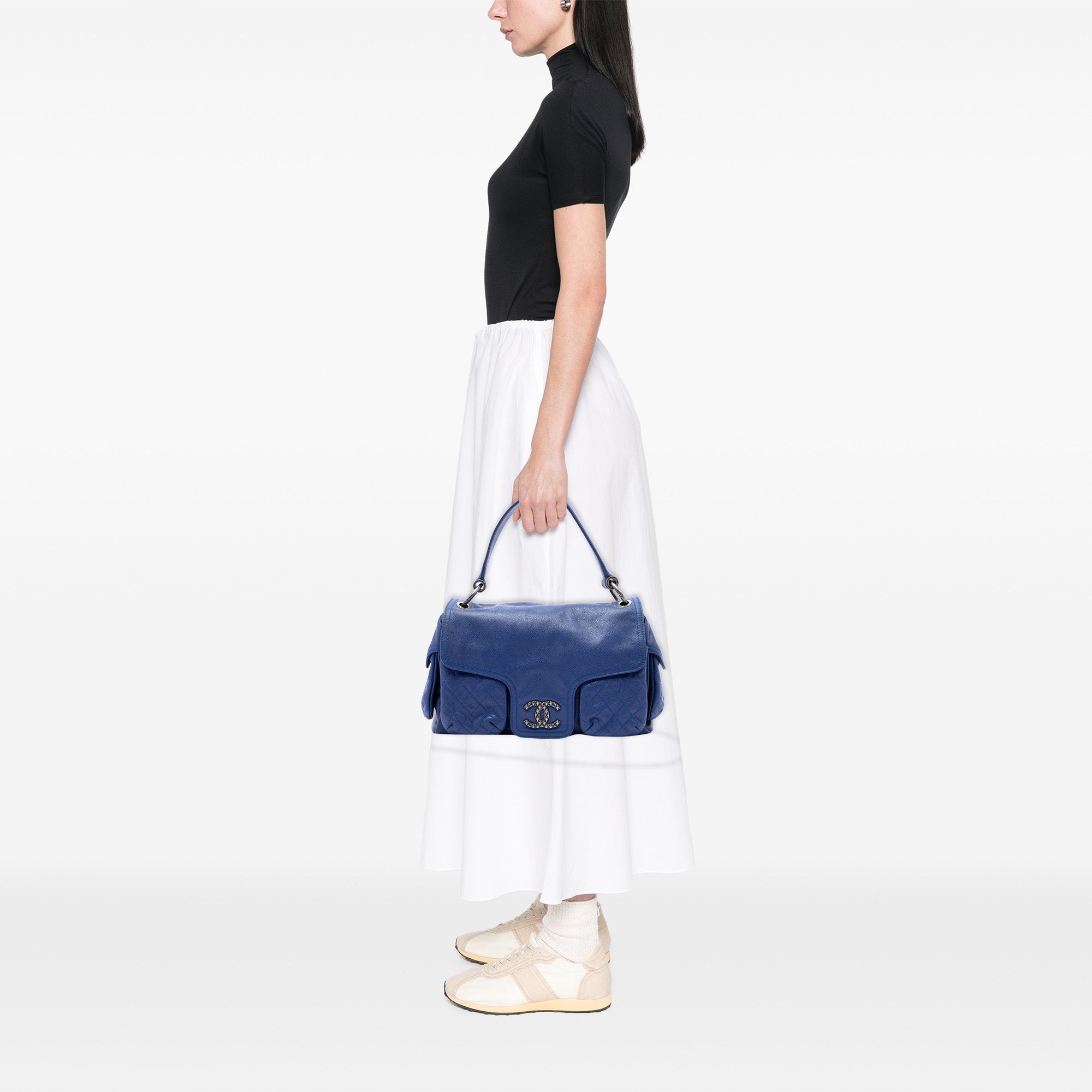 Chanel Glazed Caviar Coco Rider Multi Pocket Rider Flap - image 6