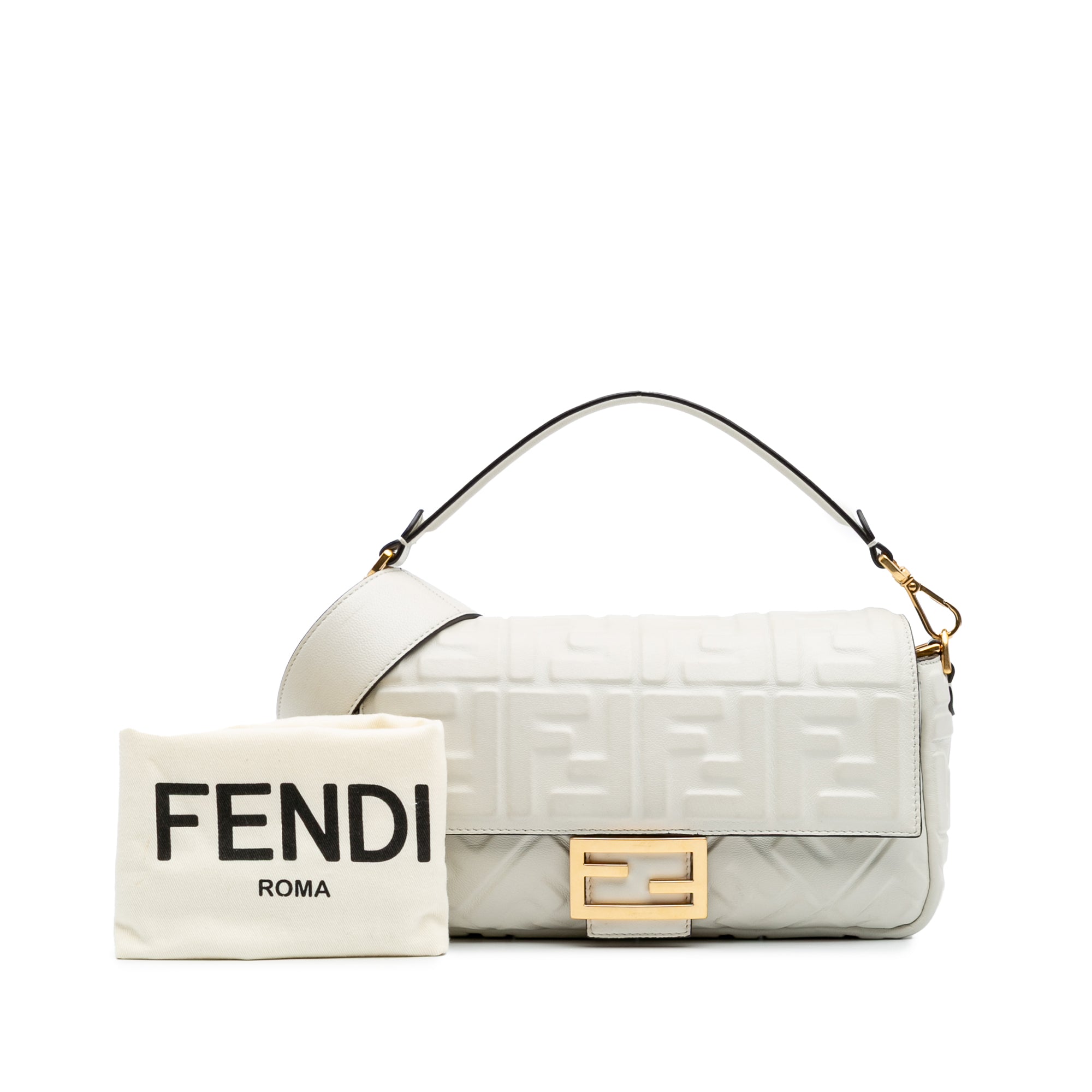 Fendi Zucca Embossed Leather Baguette Satchel - image 10