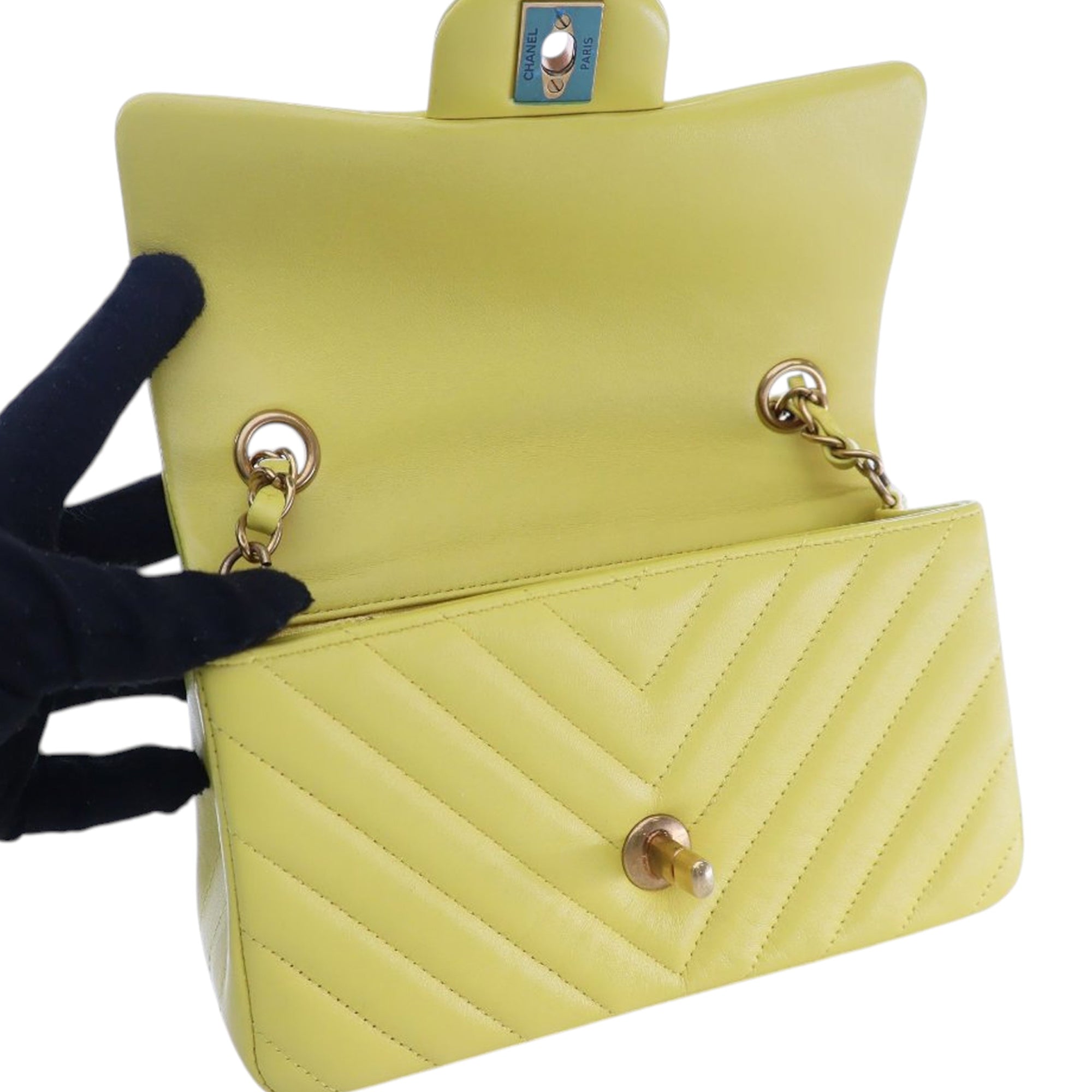 Chanel Mini Rectangular Classic Chevron Lambskin Single Flap - image 6