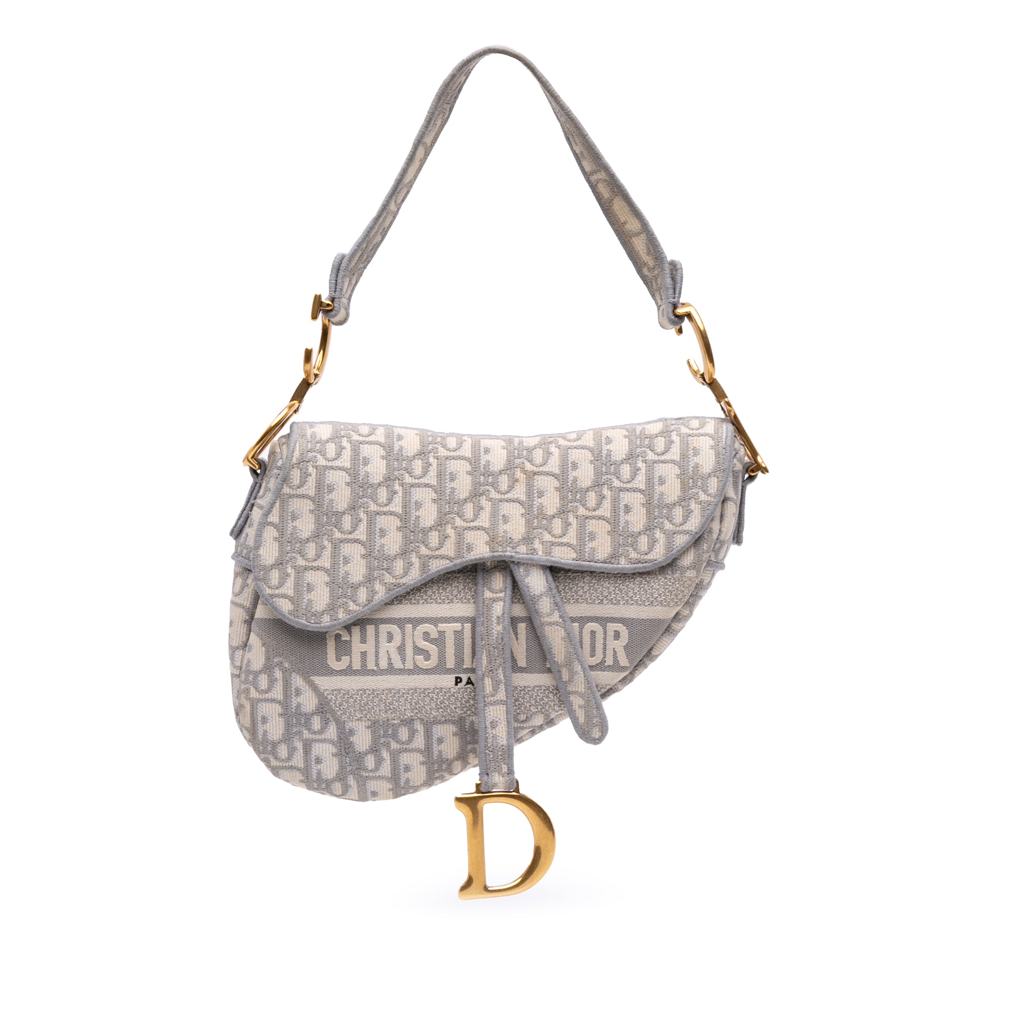 Dior Oblique Embroidered Canvas Saddle Bag - image 1