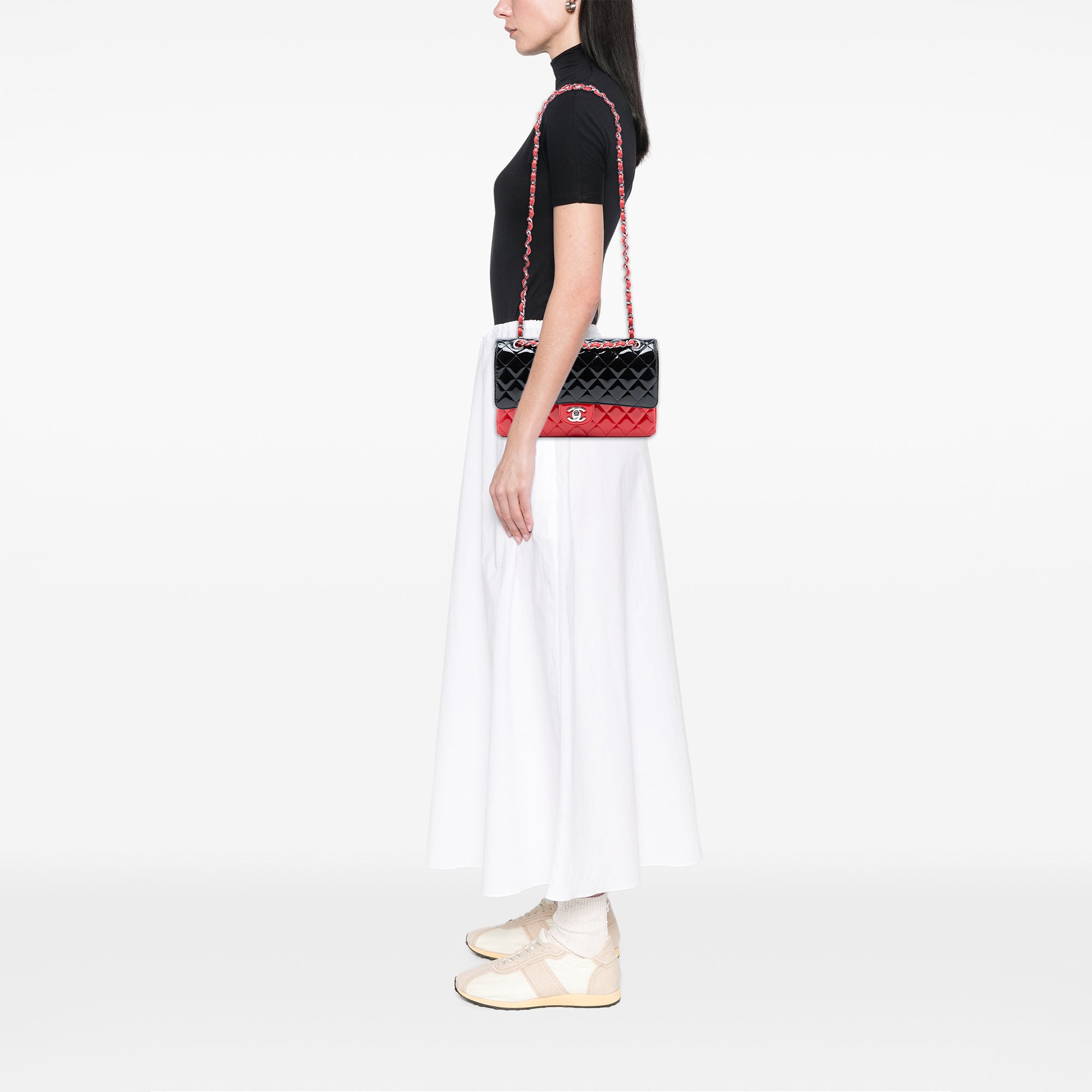 Chanel Medium Classic Bicolor Patent Double Flap - image 7