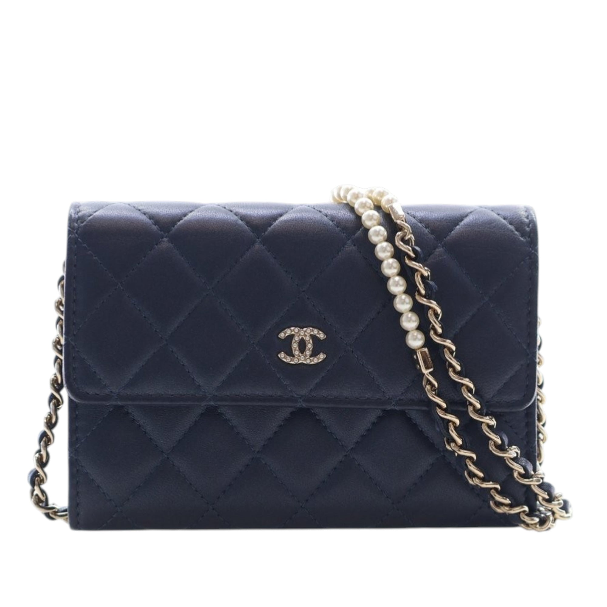 Chanel Mini CC Quilted Lambskin Pearl Wallet On Chain - image 1