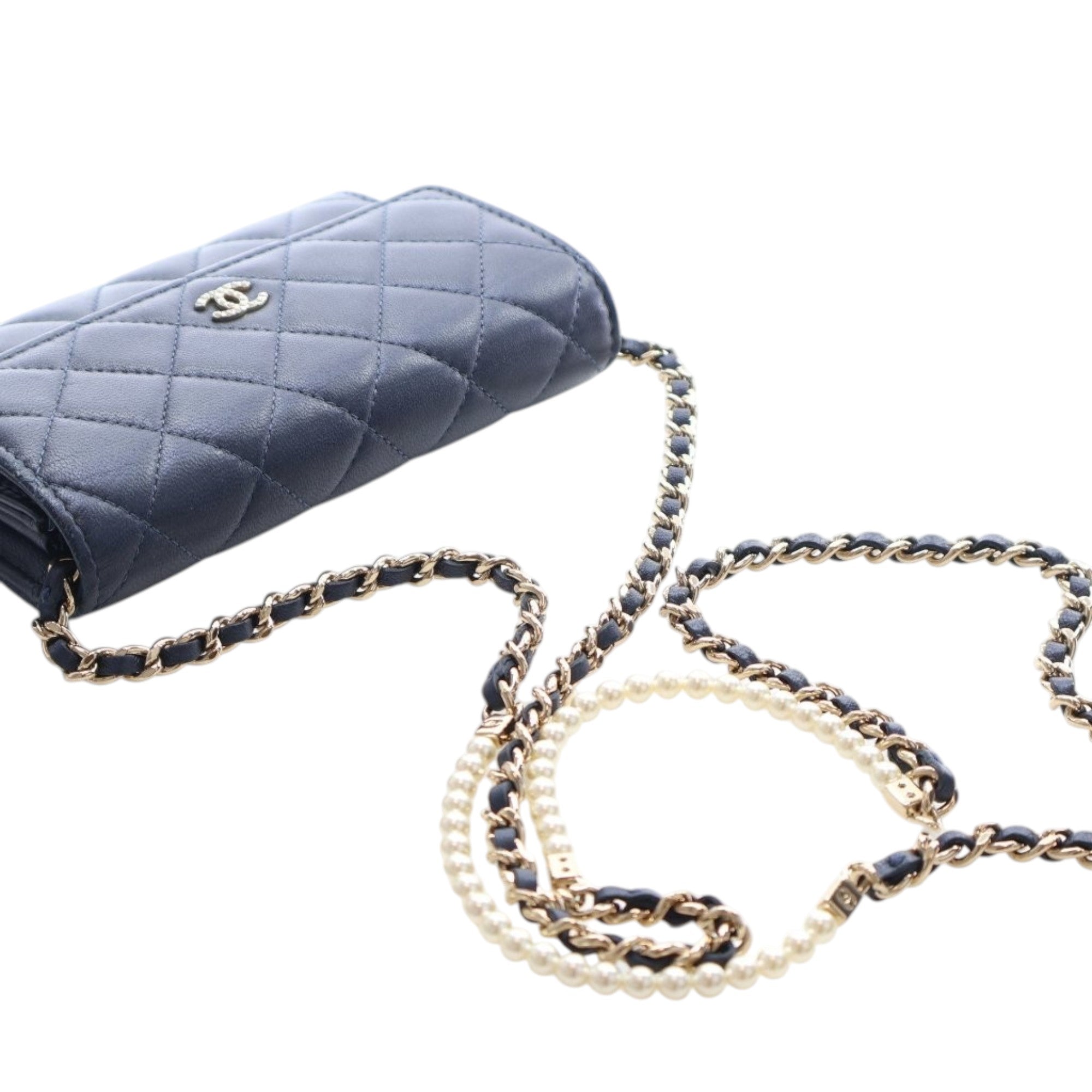 Chanel Mini CC Quilted Lambskin Pearl Wallet On Chain - image 14