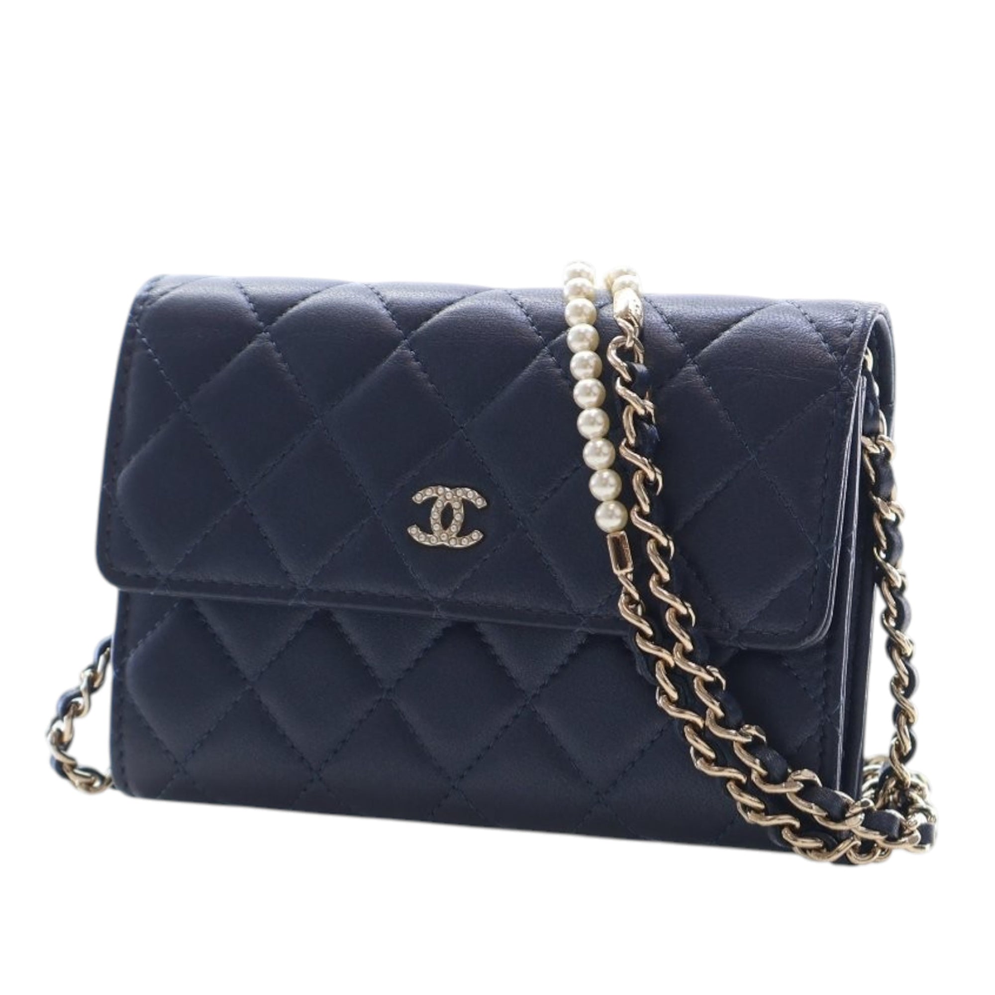 Chanel Mini CC Quilted Lambskin Pearl Wallet On Chain - image 3