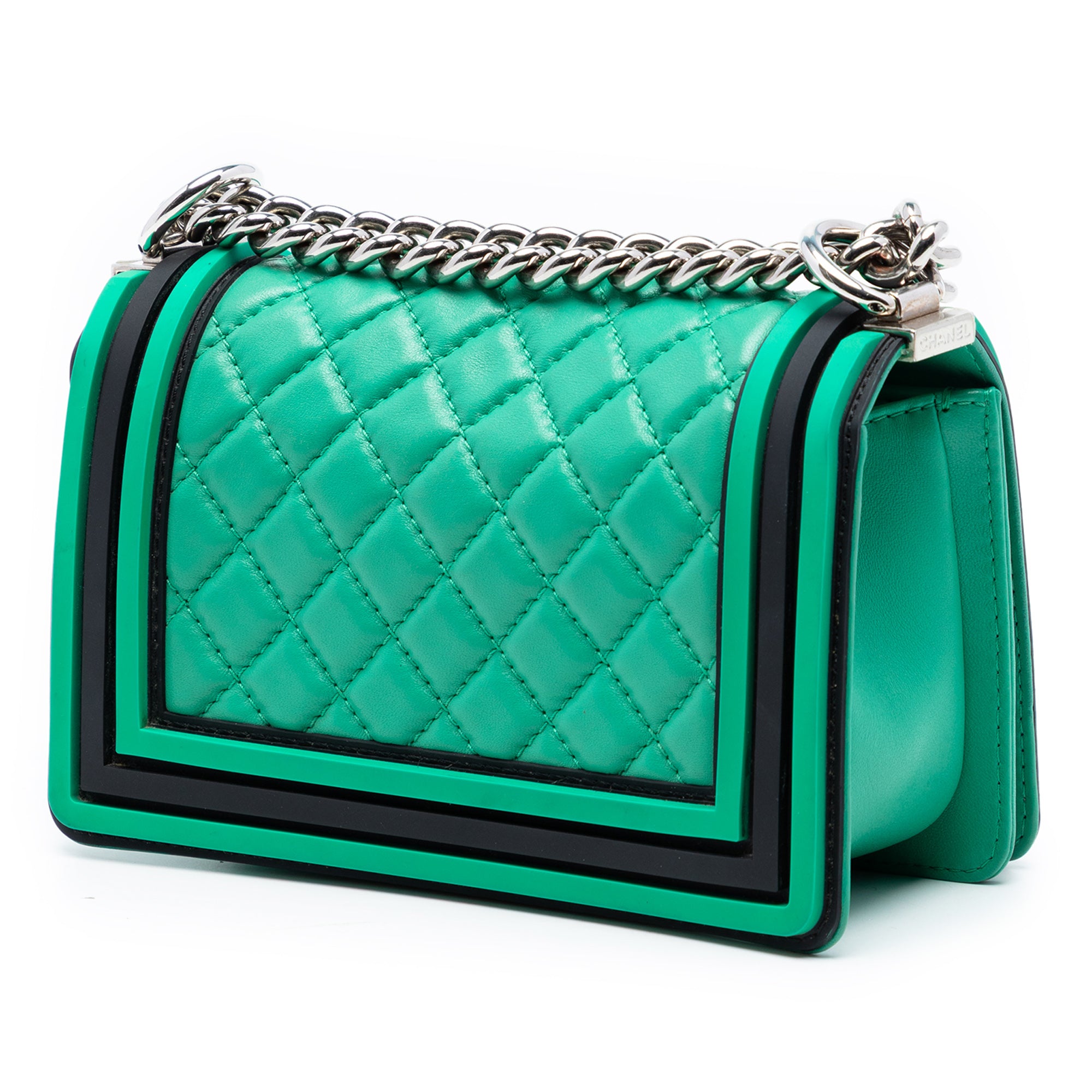 Chanel Small Bicolor Quilted Lambskin and Rubber Boy Flap - image 2