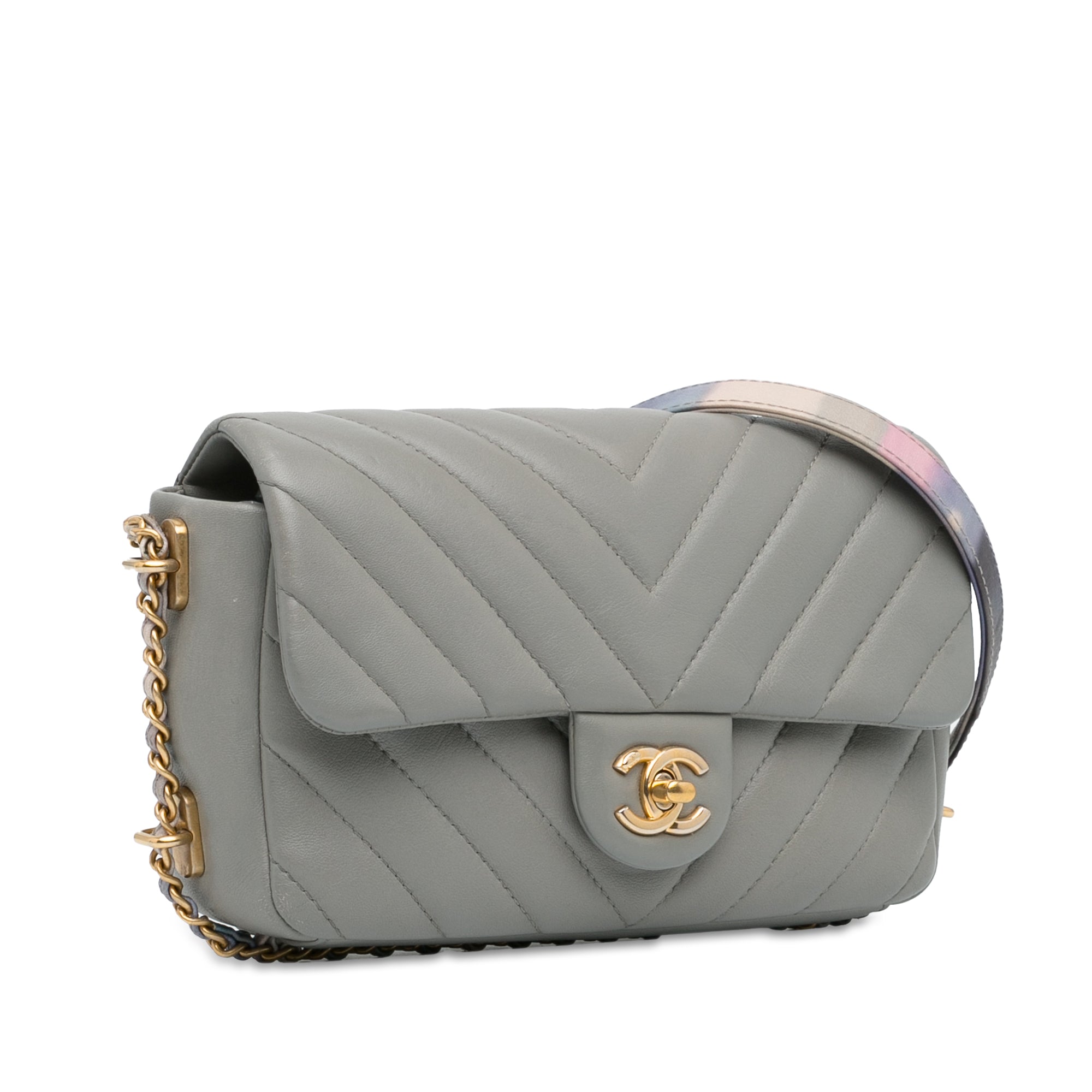 Chanel Mini Rectangular Chevron Lambskin Chain Around Flap - image 2
