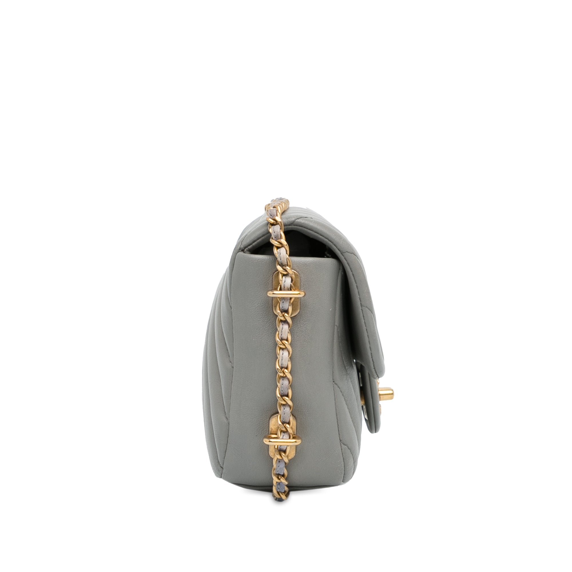 Chanel Mini Rectangular Chevron Lambskin Chain Around Flap - image 3