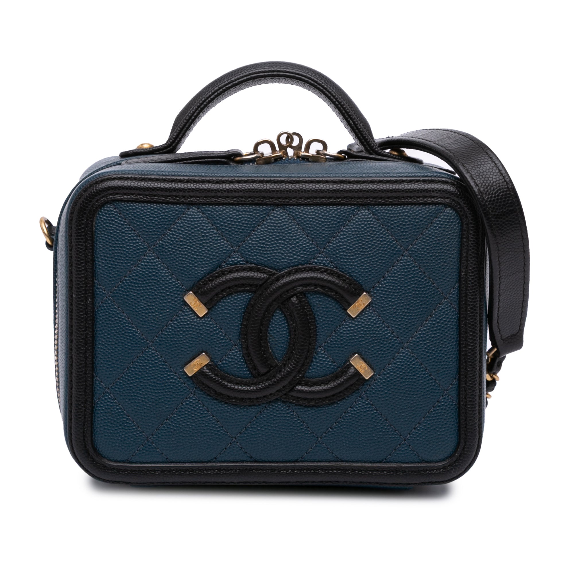 Chanel Small Bicolor Caviar CC Filigree Vanity Case - image 1