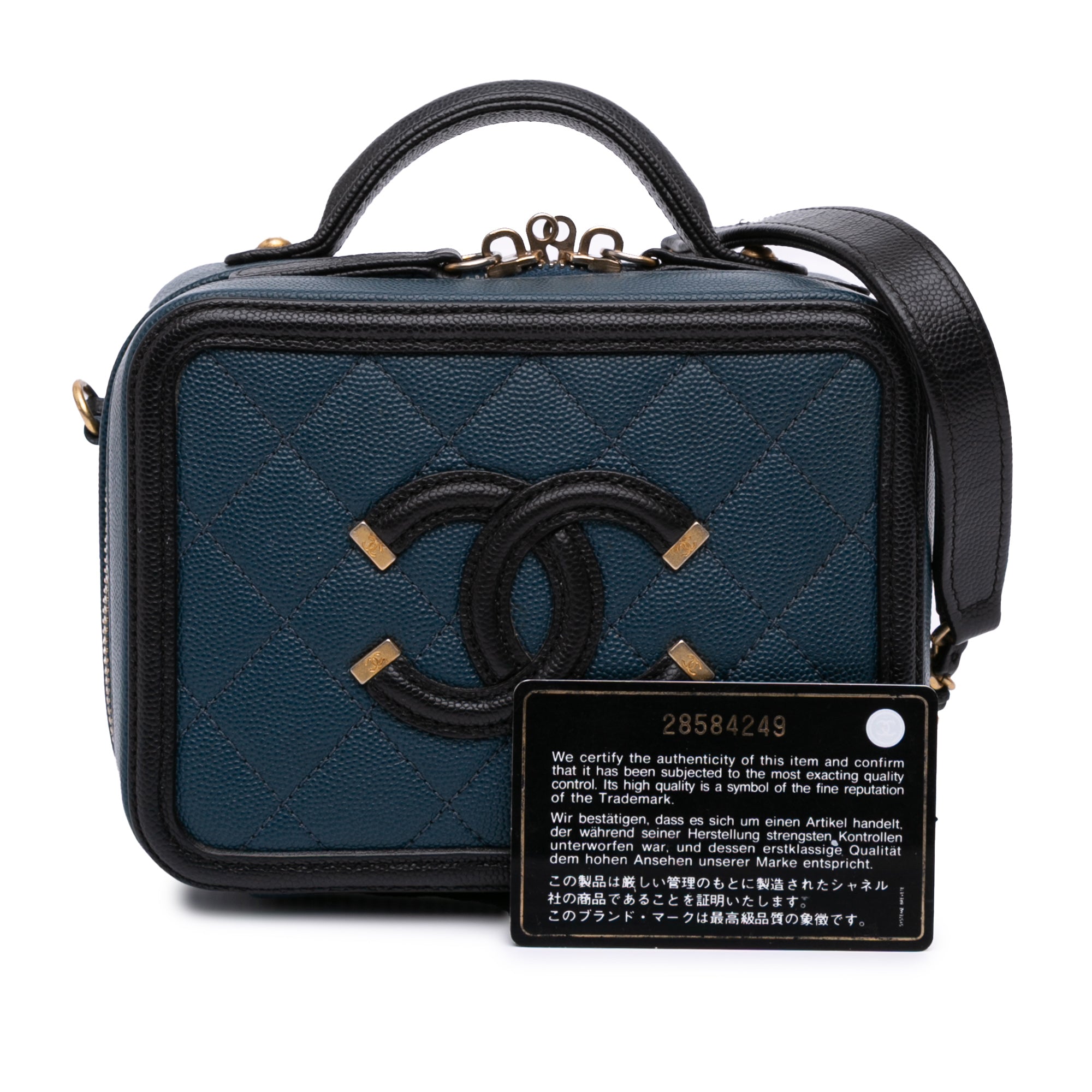 Chanel Small Bicolor Caviar CC Filigree Vanity Case - image 12