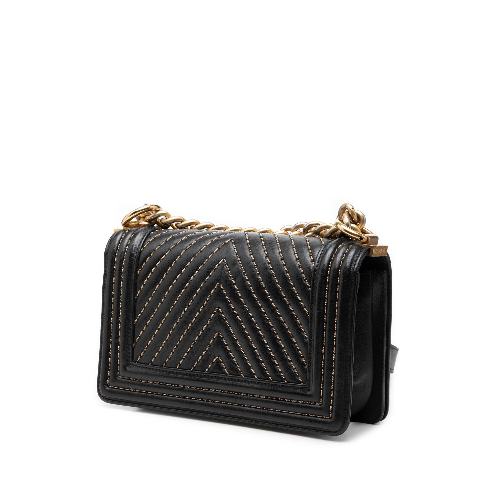 Chanel Small Chevron Lambskin Stitched Boy Flap - image 2