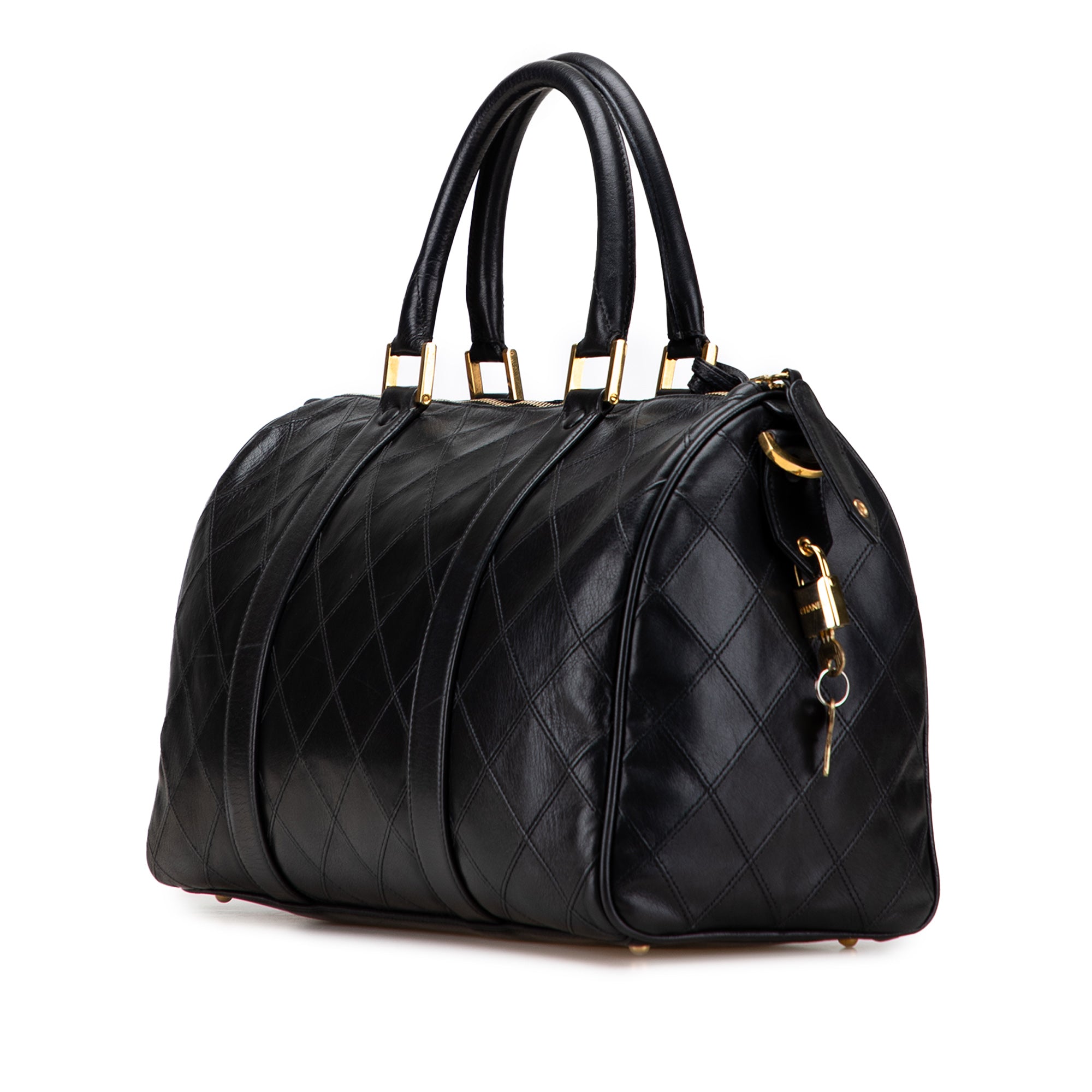 Chanel Calfskin Diamond Stitched Boston Bag - image 2