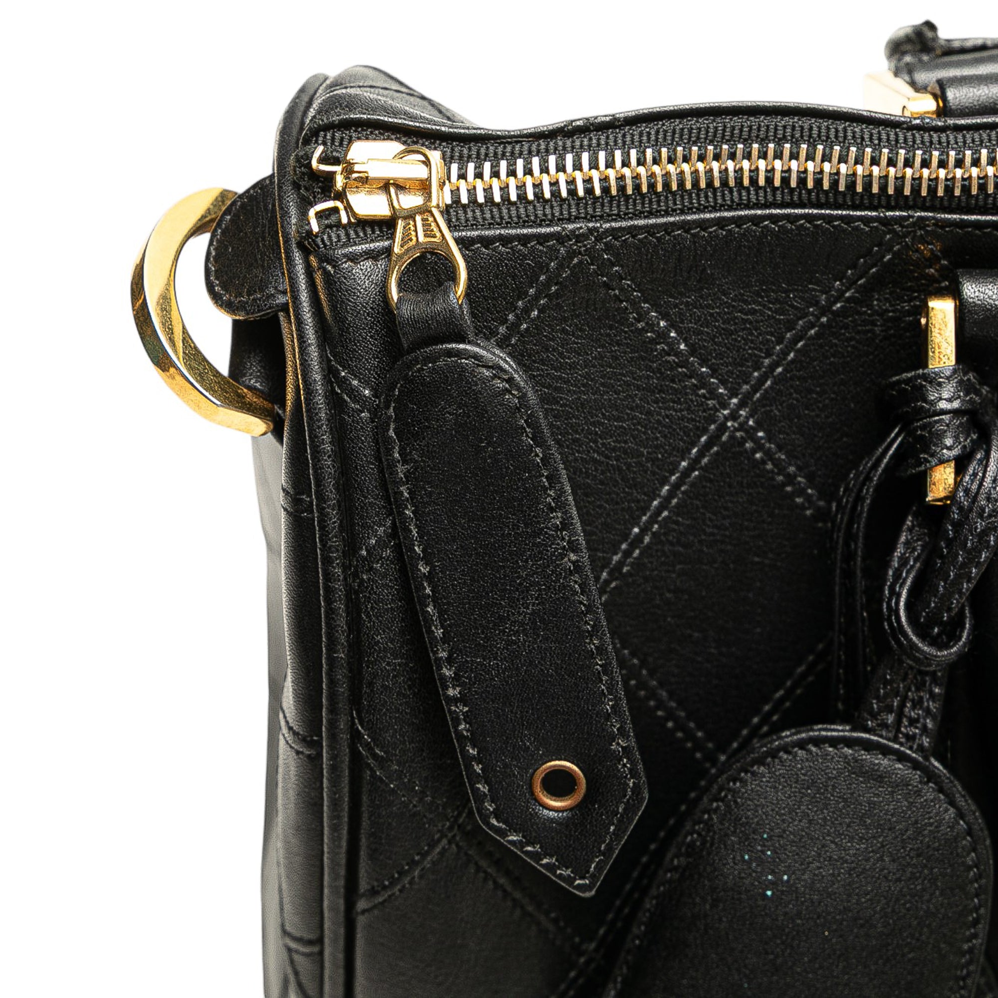 Chanel Calfskin Diamond Stitched Boston Bag - image 9