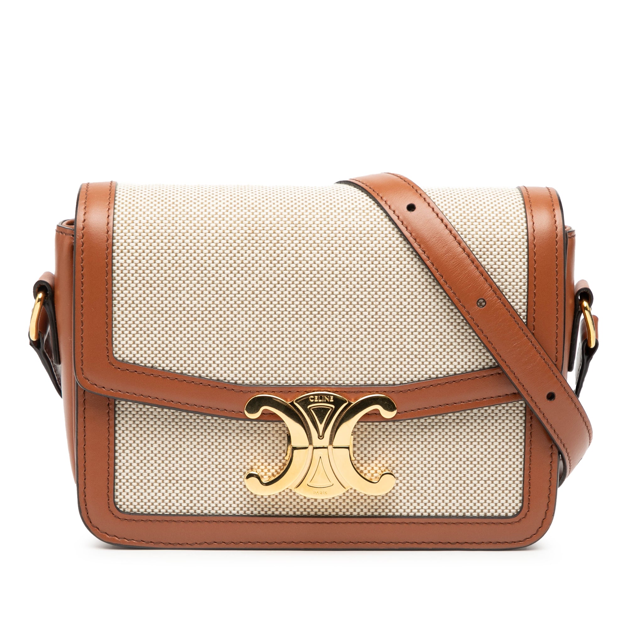 Celine Teen Canvas and Calfskin Triomphe Crossbody - image 1