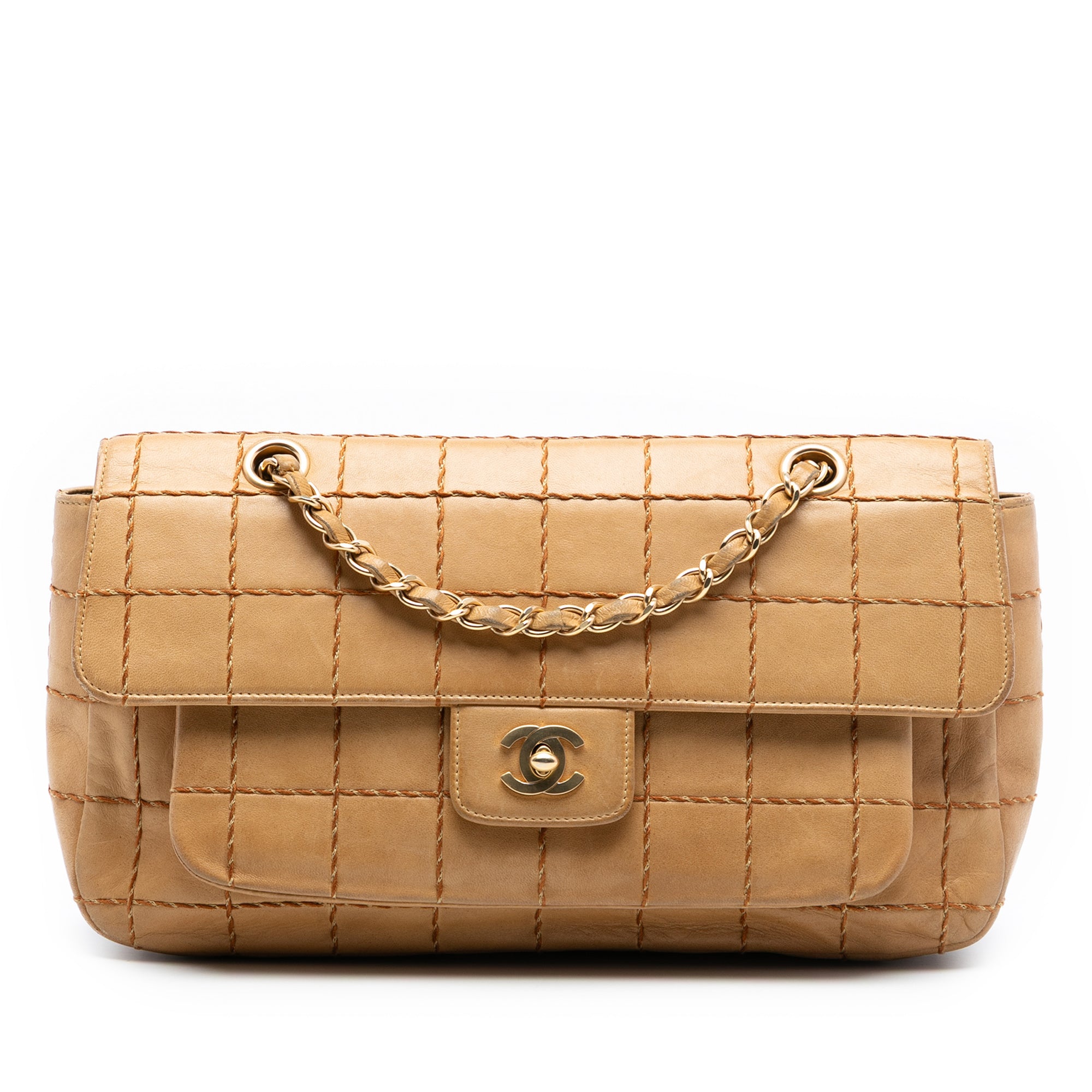 Chanel Chocolate Bar Lambskin Wild Stitch Chain Flap - image 1