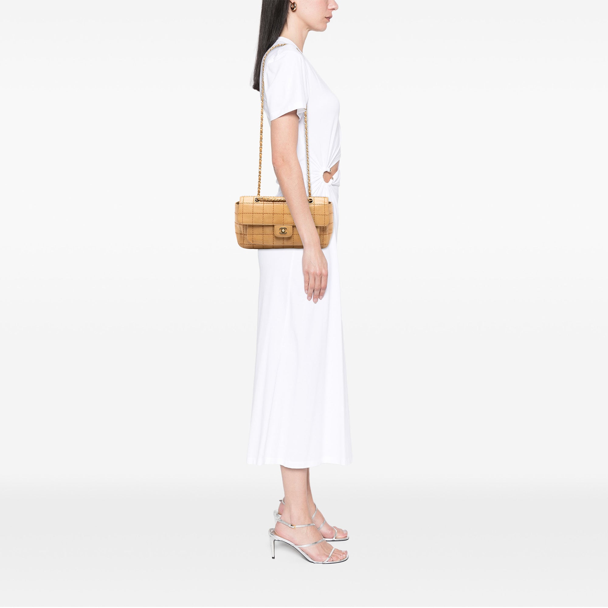 Chanel Chocolate Bar Lambskin Wild Stitch Chain Flap - image 7