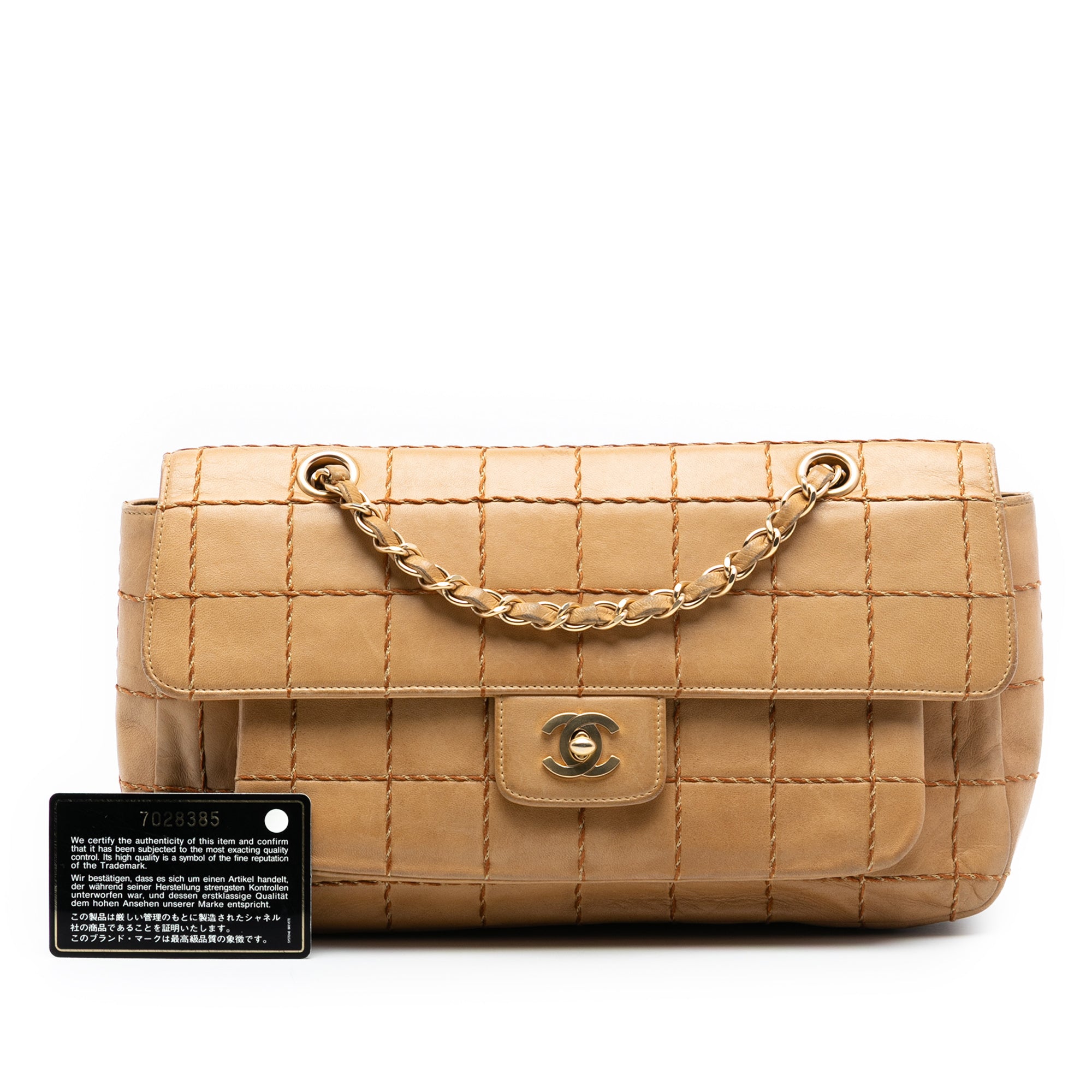 Chanel Chocolate Bar Lambskin Wild Stitch Chain Flap - image 8