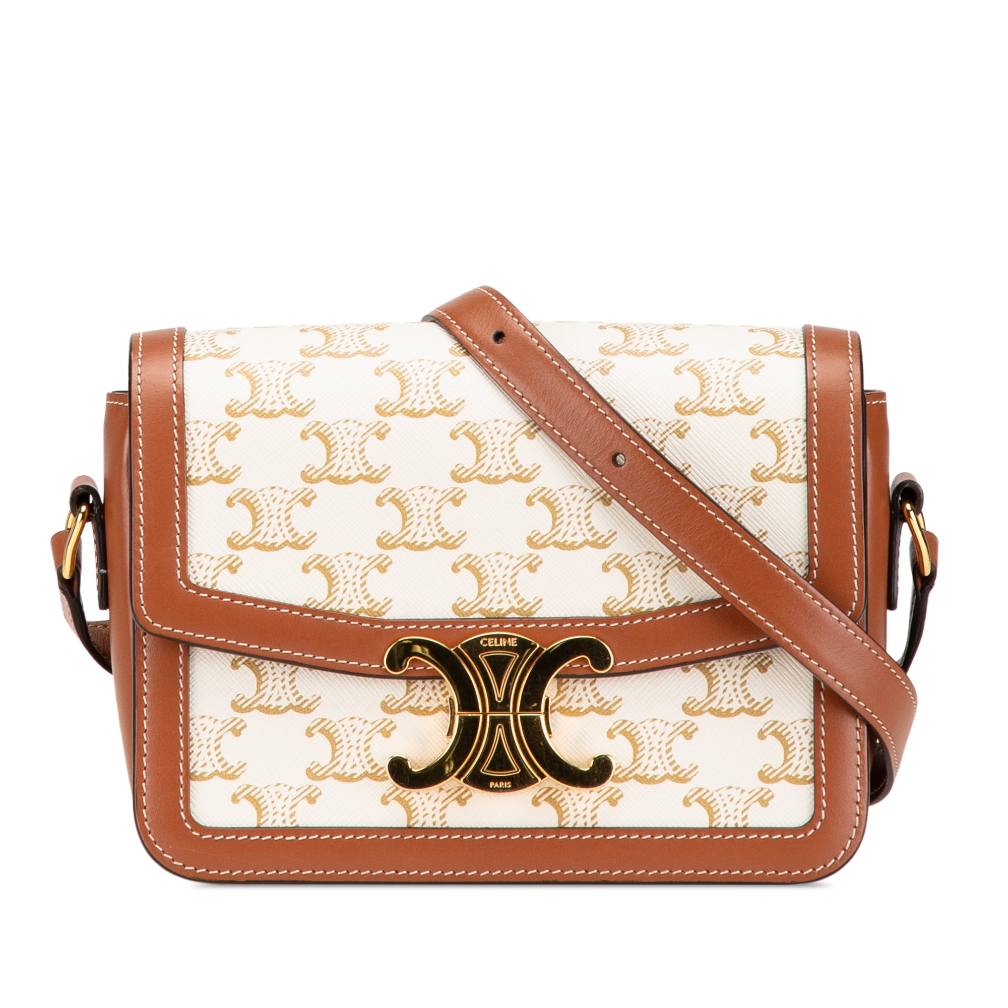 Celine Teen Triomphe Coated Canvas and Calfskin Triomphe Crossbody - image 1