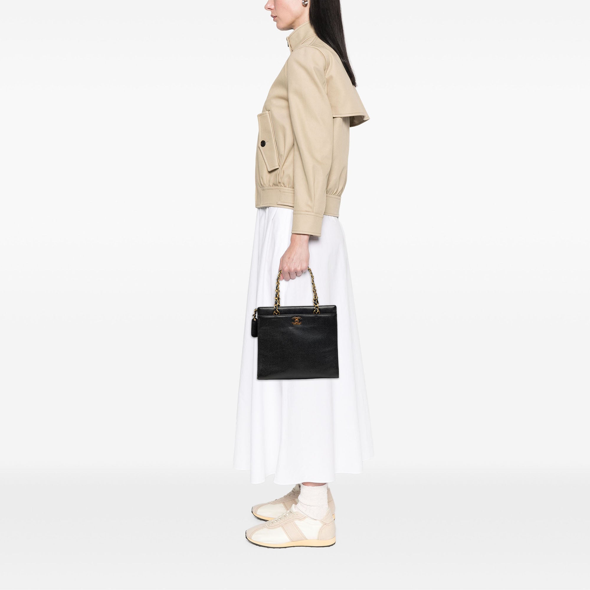 Chanel CC Caviar Chain Turn Lock Tote - image 7