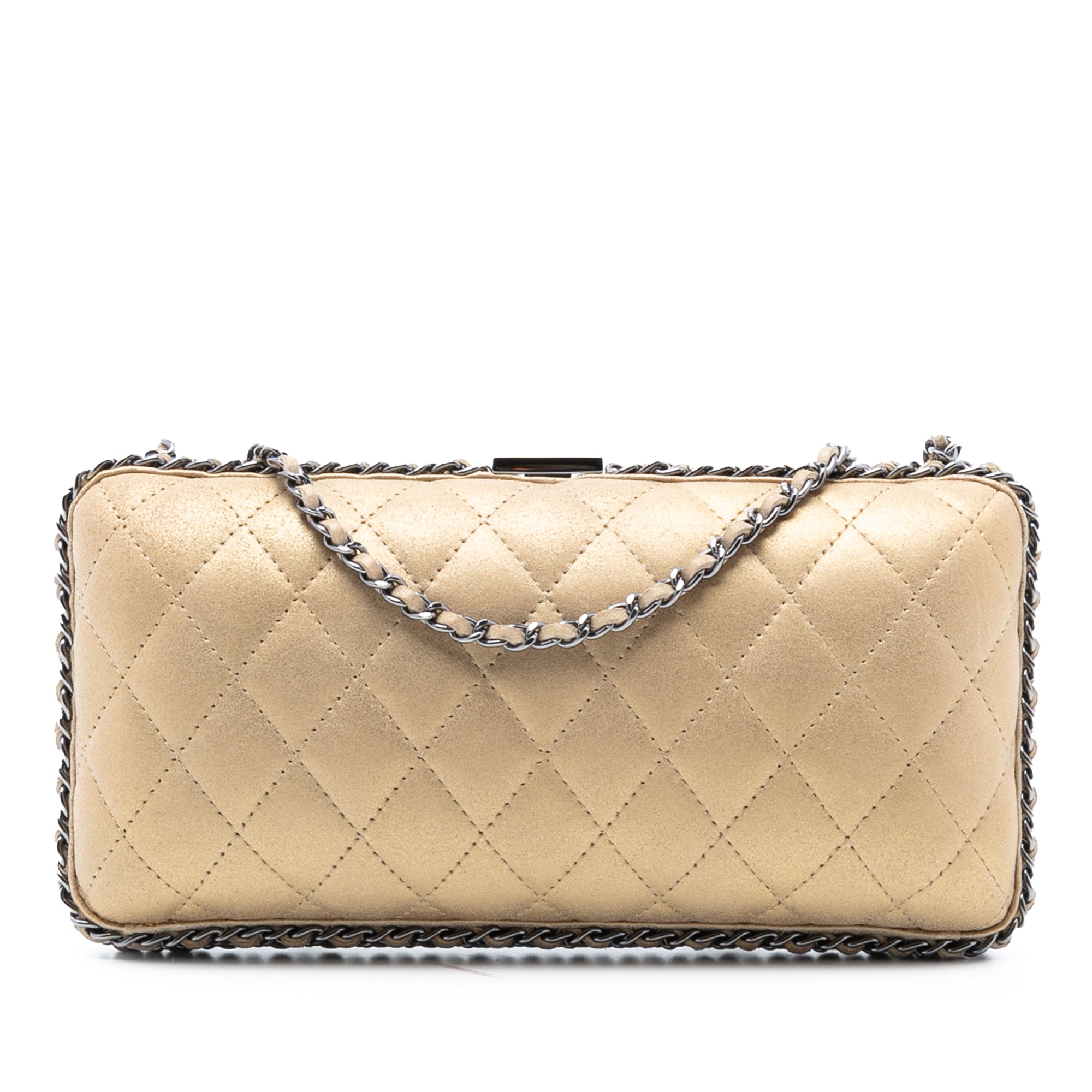Chanel Quilted Metallic Suede Chain Around Evening Clutch on Chain - image 1