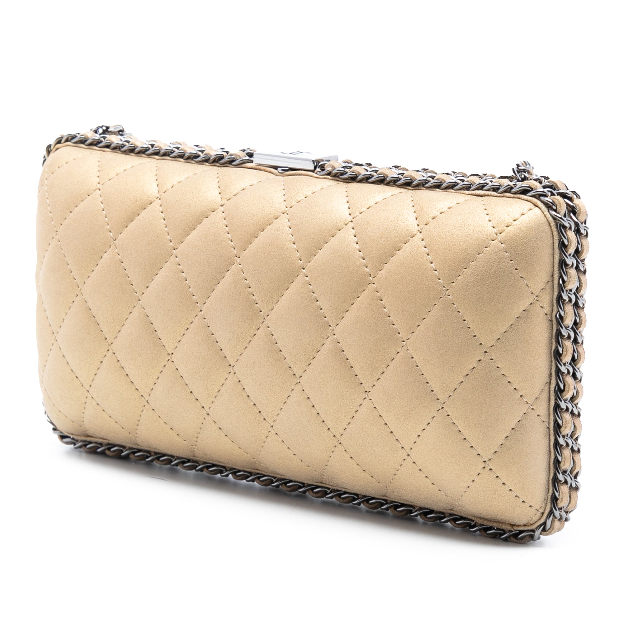Chanel Quilted Metallic Suede Chain Around Evening Clutch on Chain - image 2