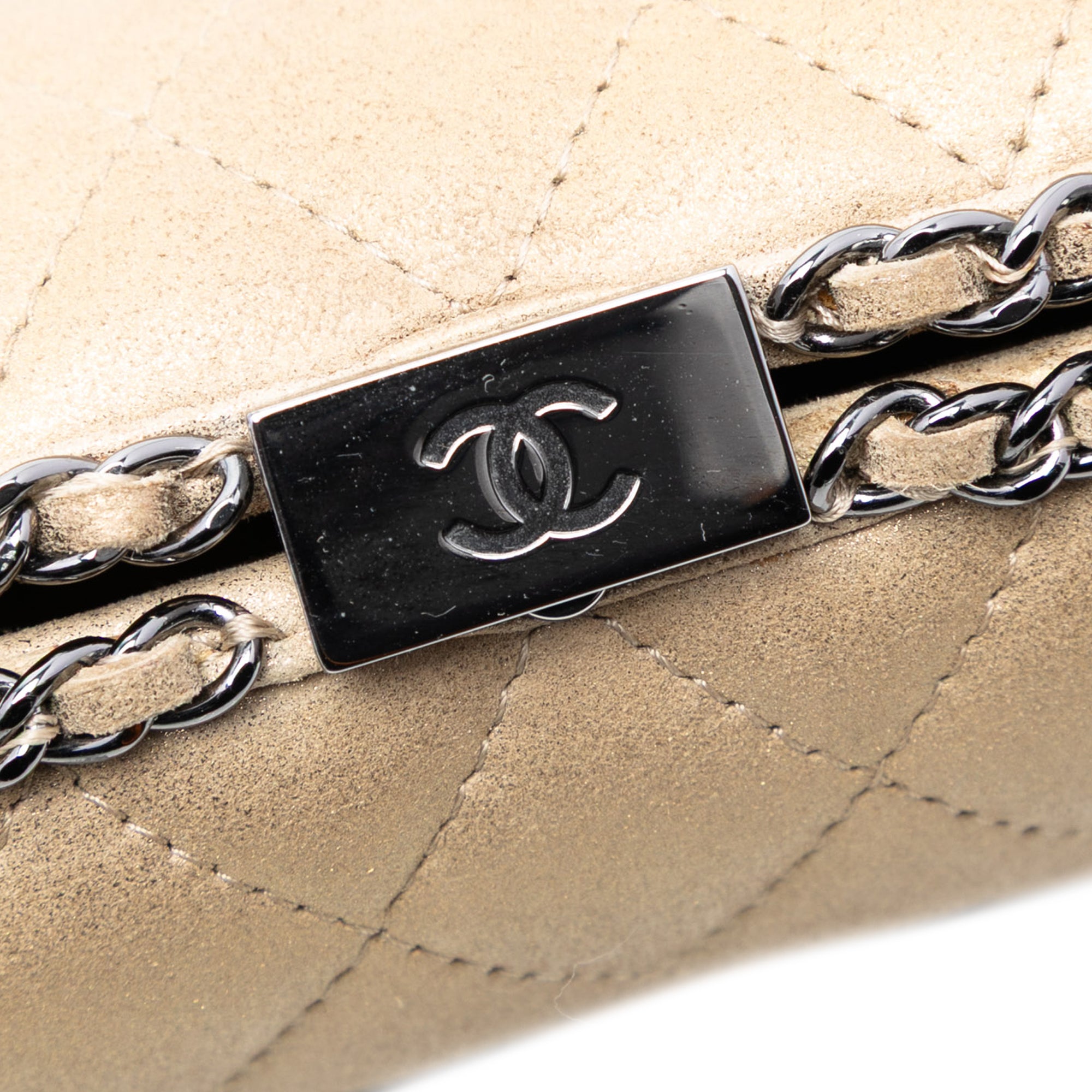 Chanel Quilted Metallic Suede Chain Around Evening Clutch on Chain - image 5
