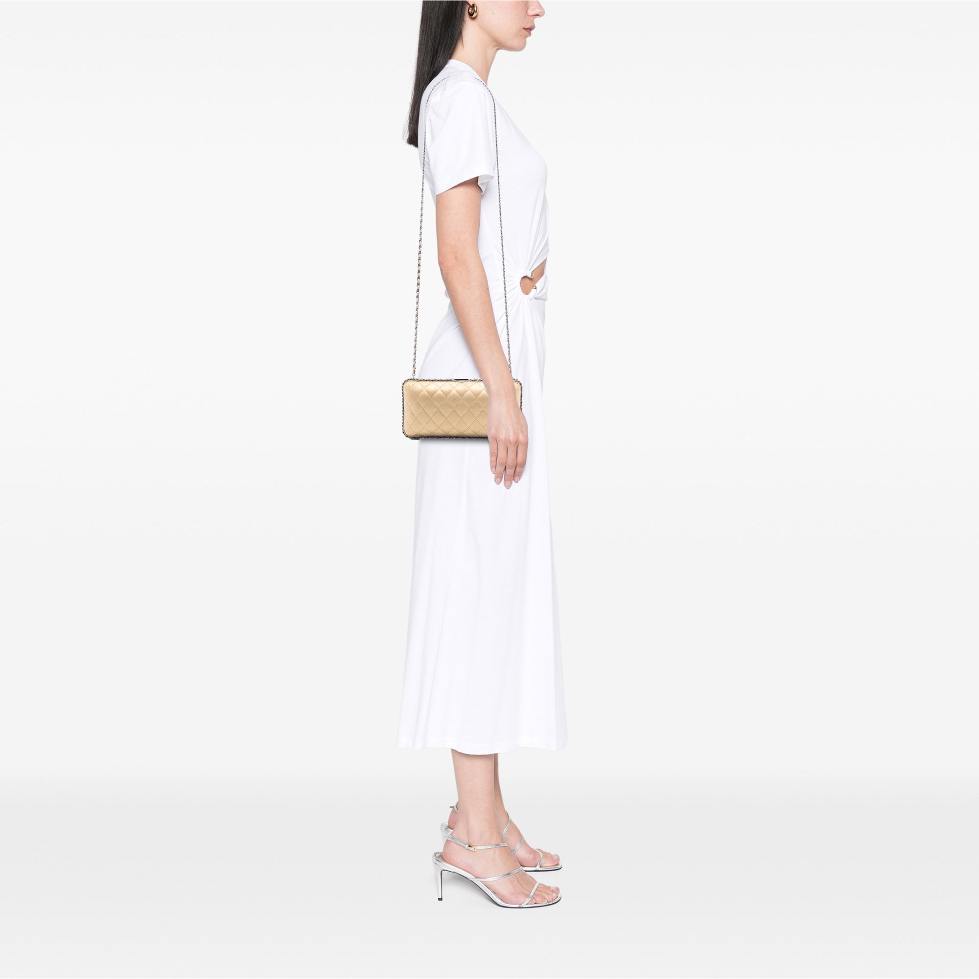 Chanel Quilted Metallic Suede Chain Around Evening Clutch on Chain - image 7