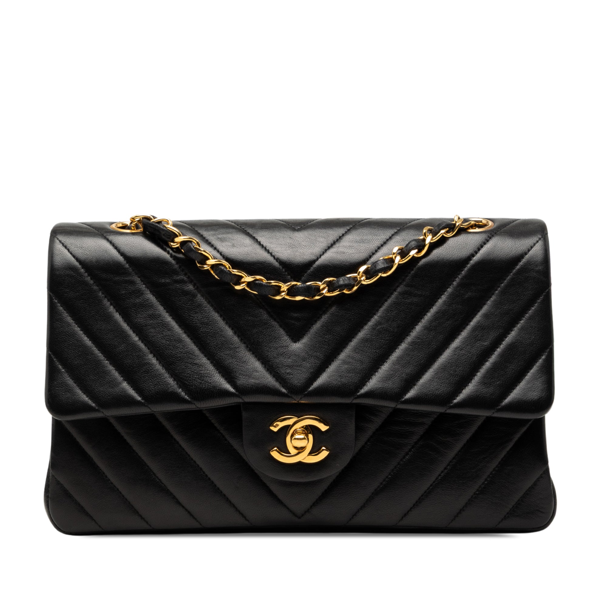 Chanel Medium Classic Chevron Crumpled Calfskin Double Flap - image 1