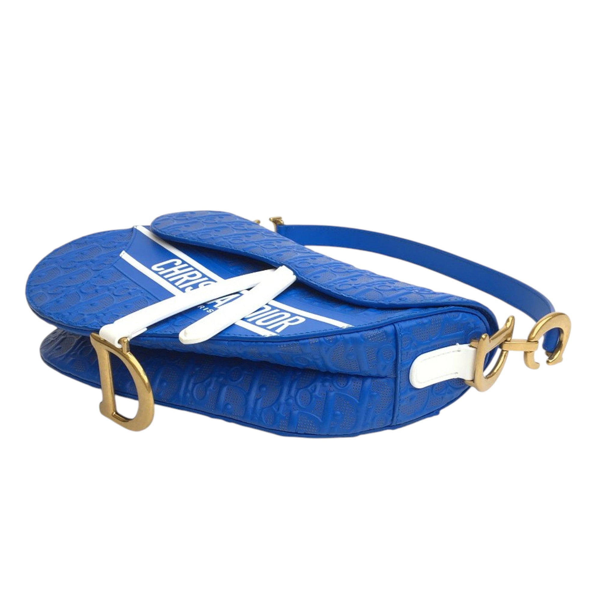 Dior Perforated Oblique Embossed Calfskin Saddle Bag - image 12