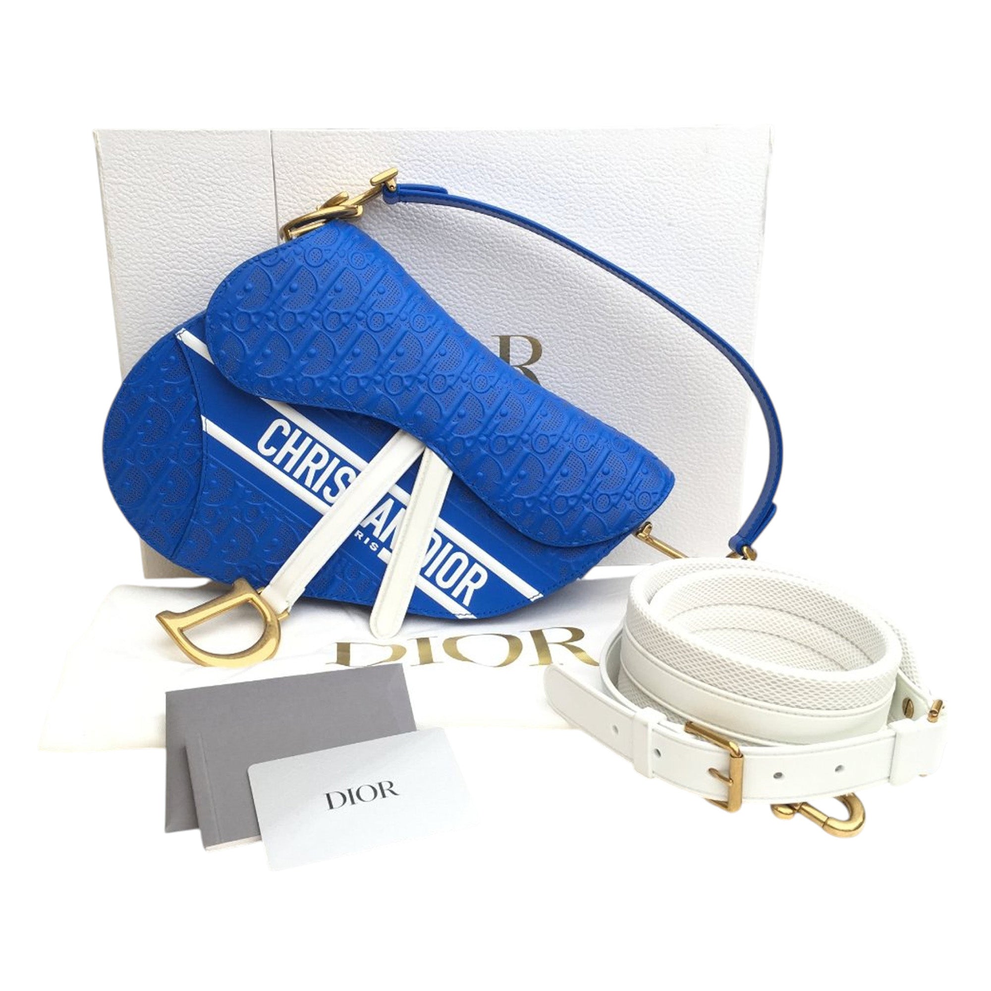 Dior Perforated Oblique Embossed Calfskin Saddle Bag - image 14