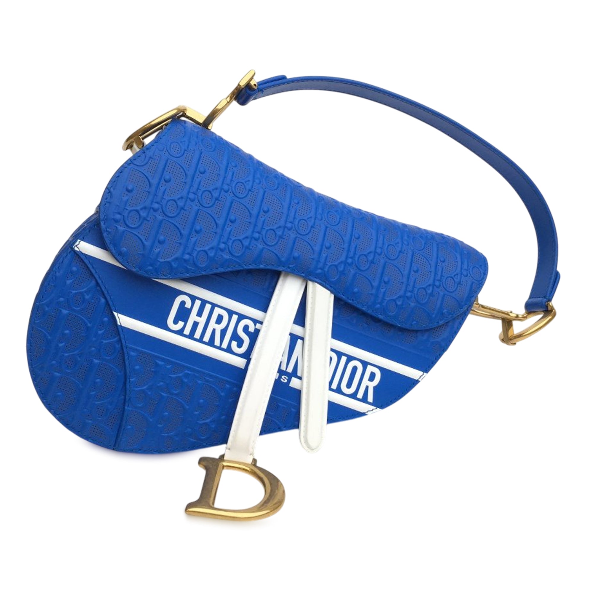 Dior Perforated Oblique Embossed Calfskin Saddle Bag - image 2