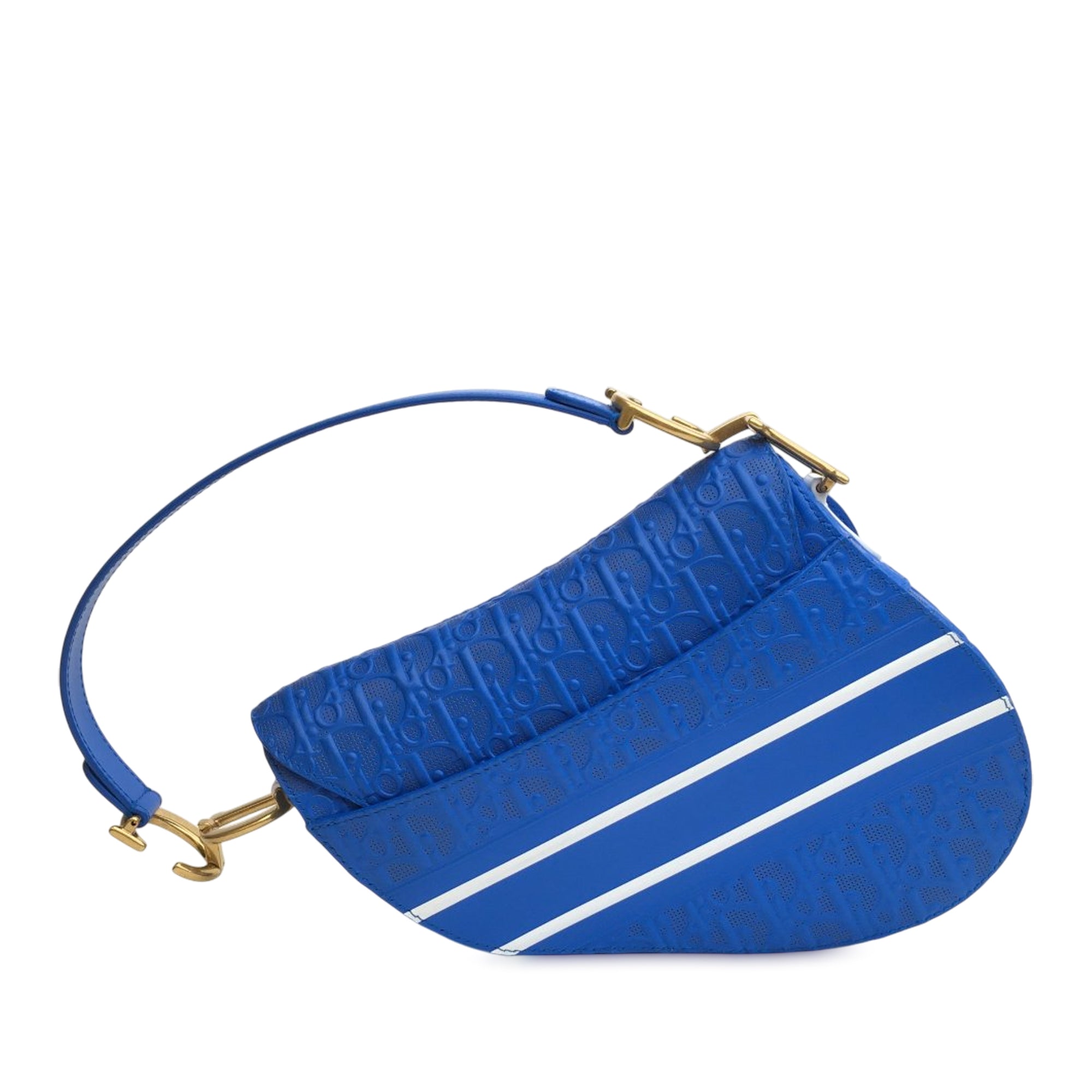 Dior Perforated Oblique Embossed Calfskin Saddle Bag - image 3