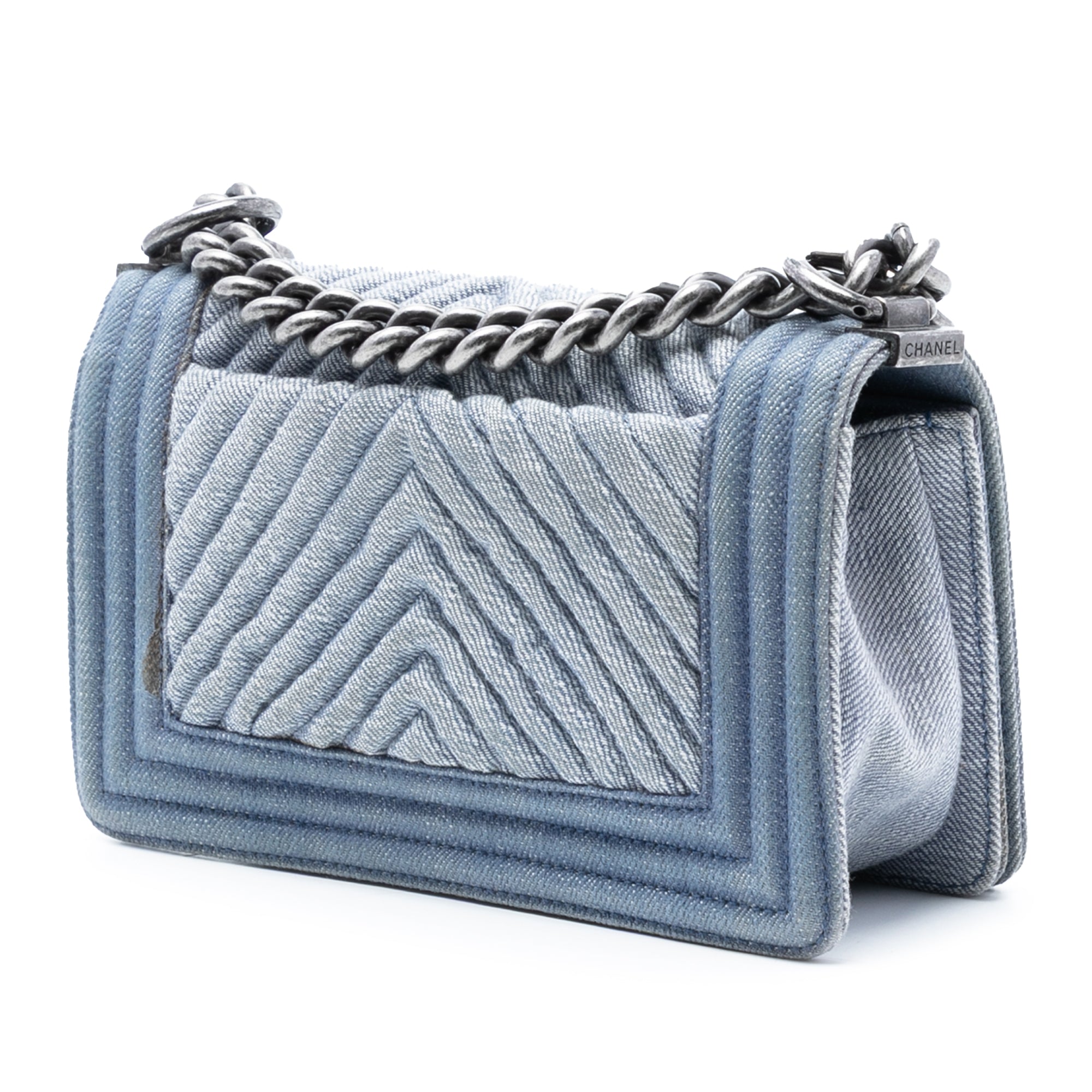 Chanel Small Chevron Denim Boy Flap - image 2
