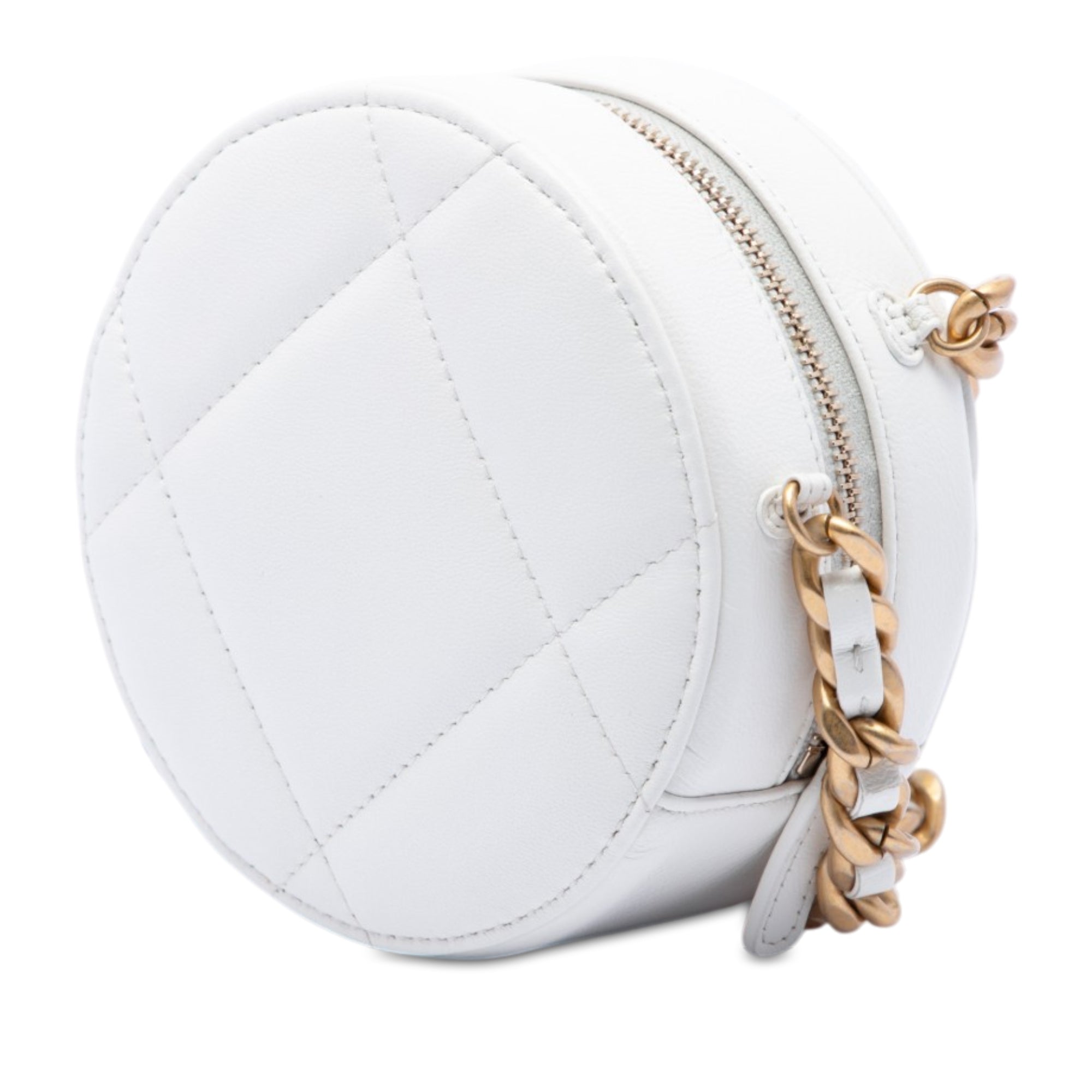 Chanel Quilted Goatskin 19 Round Clutch With Chain - image 2