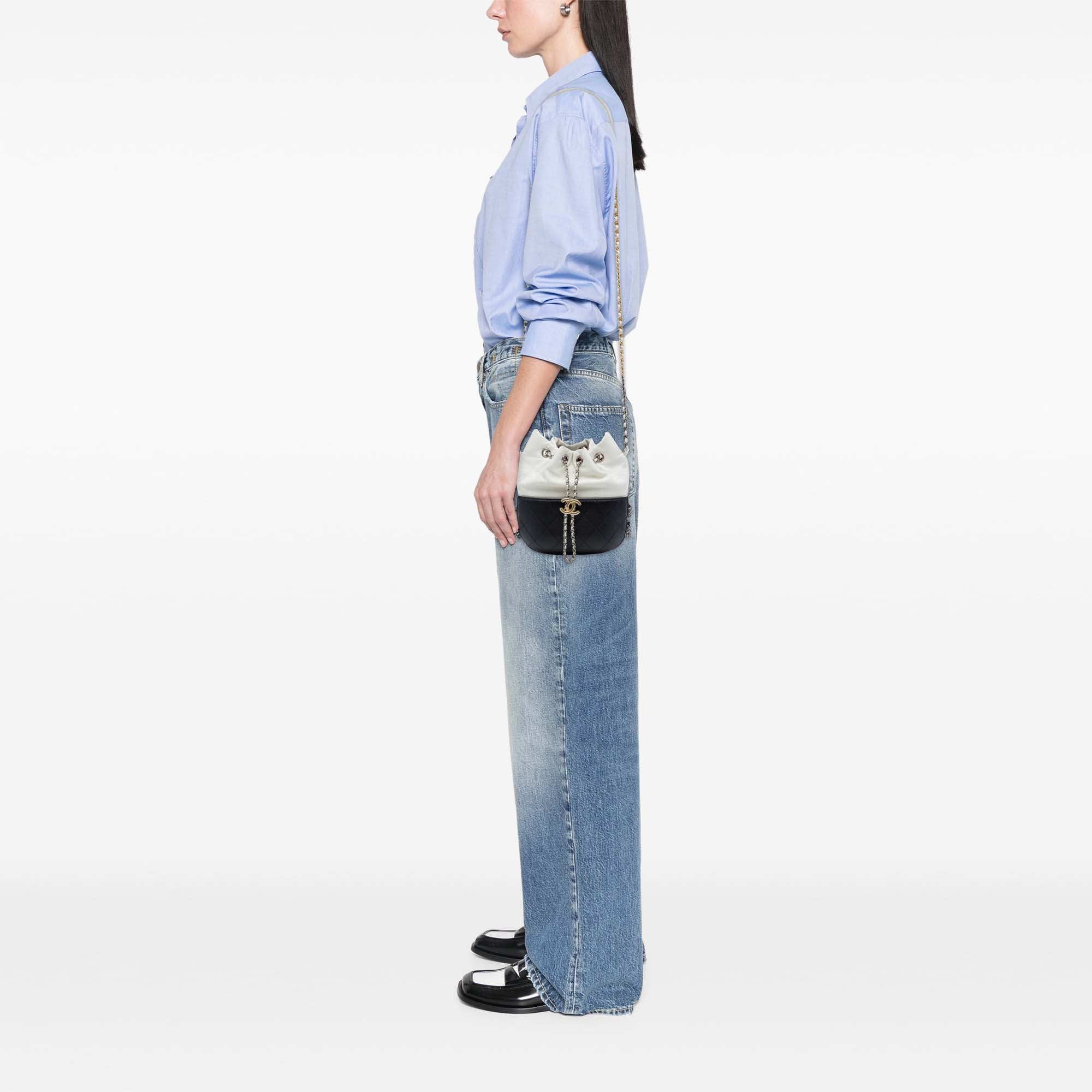 Chanel Small Bicolor Quilted Calfskin Gabrielle Bucket Bag - image 7