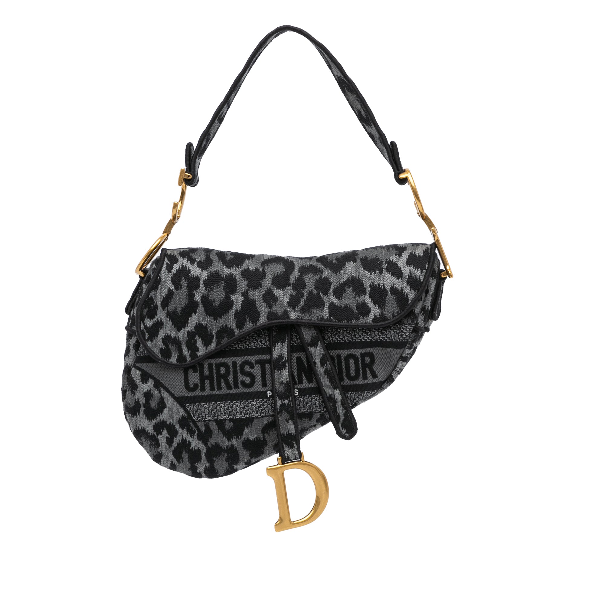 Dior Mizza Embroidered Canvas Leopard Saddle Bag - image 1
